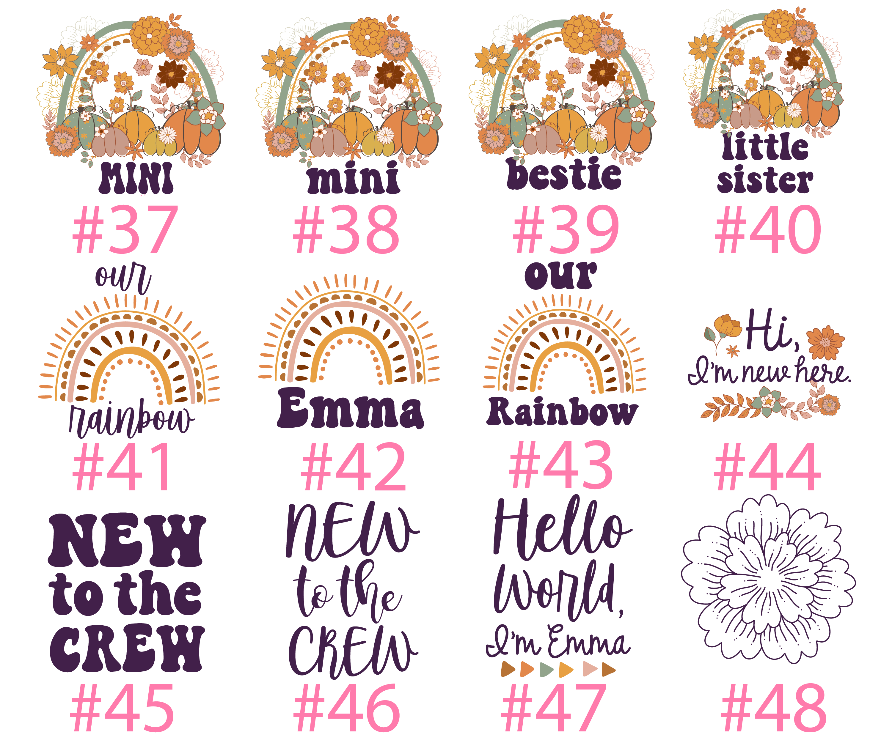 Girl Fall Retro Boho Purple Floral Baby Outfit