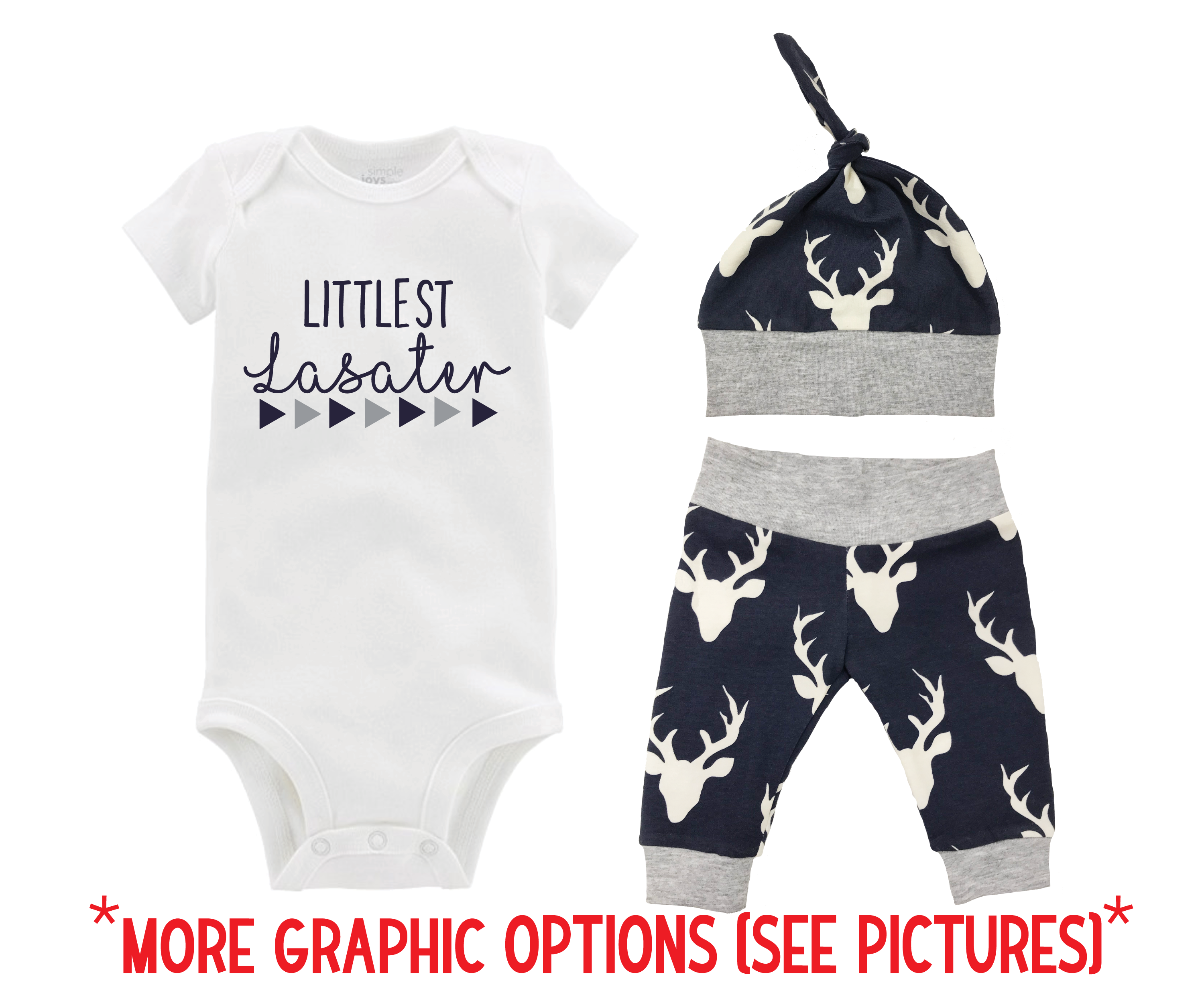 Navy Deer Baby Outfit