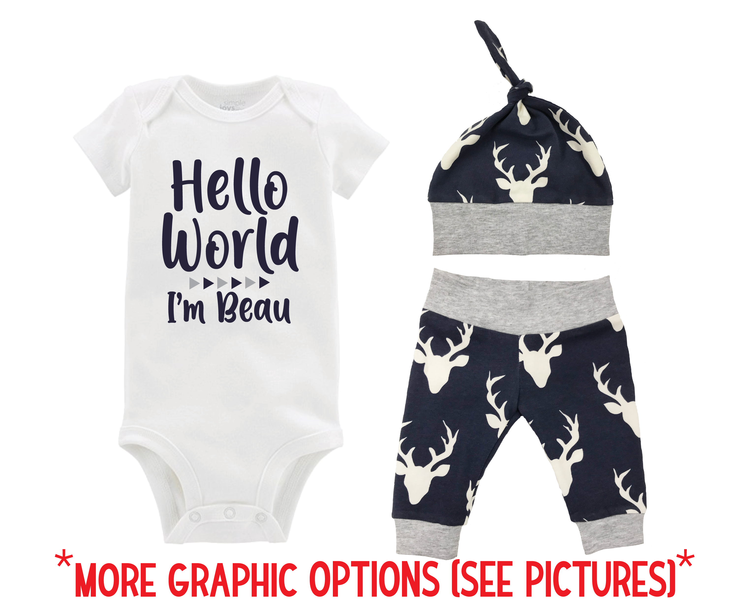 Navy Deer Baby Outfit