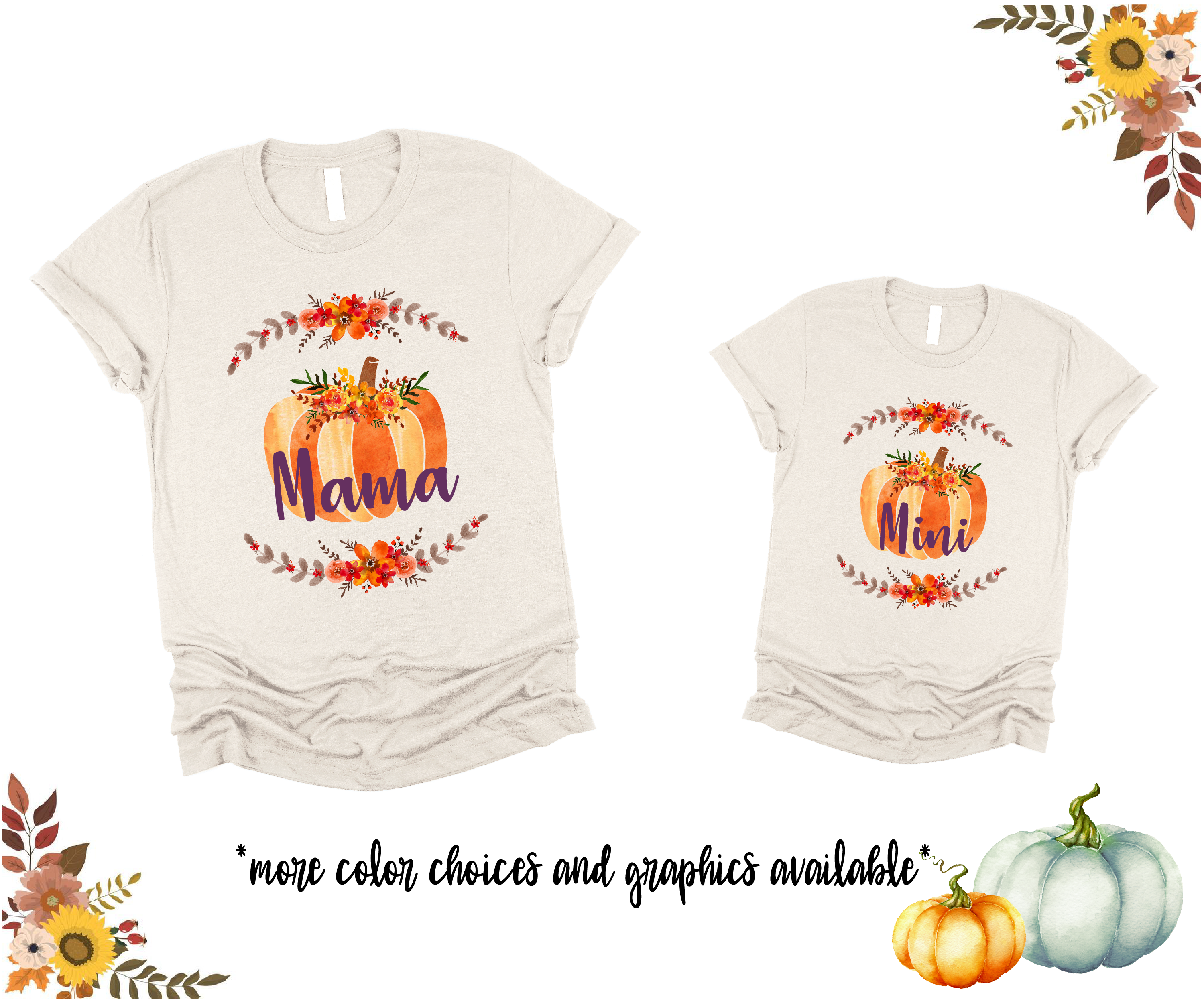 Mama Mini Fall Pumpkin Vibes Matching Tees