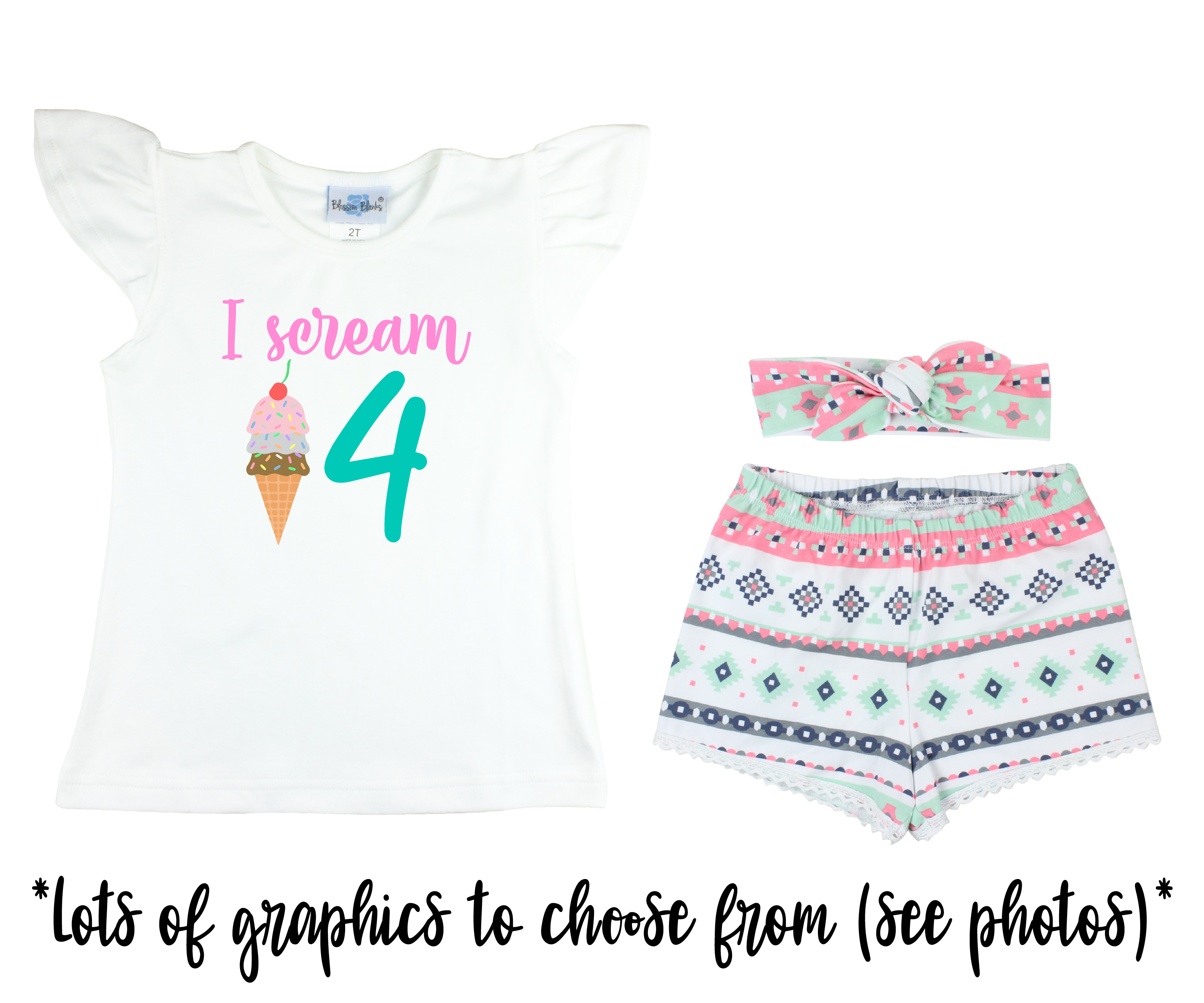 Girl White Aztec Short Outfit