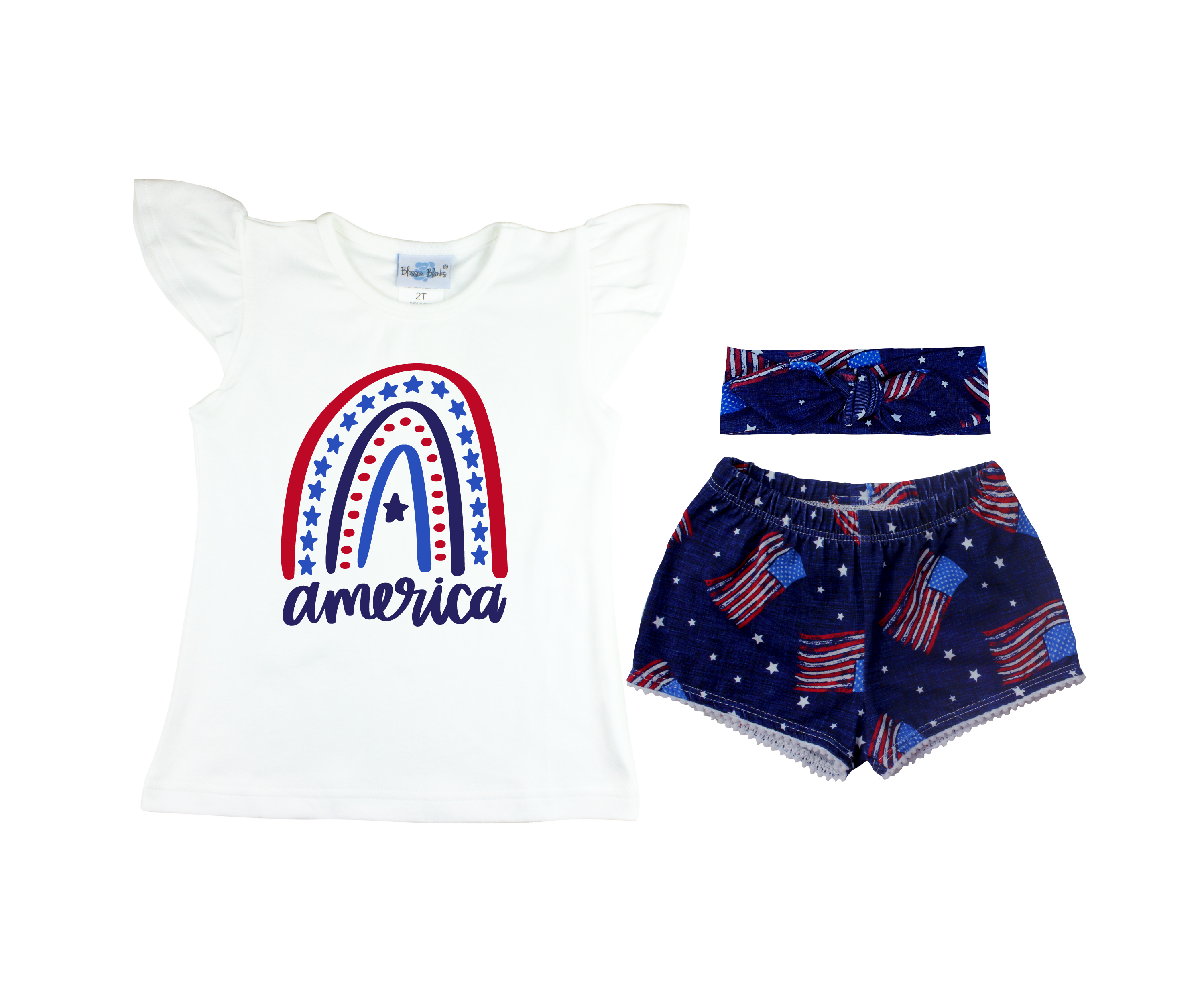Girl Fourth of July Shorts Outfit