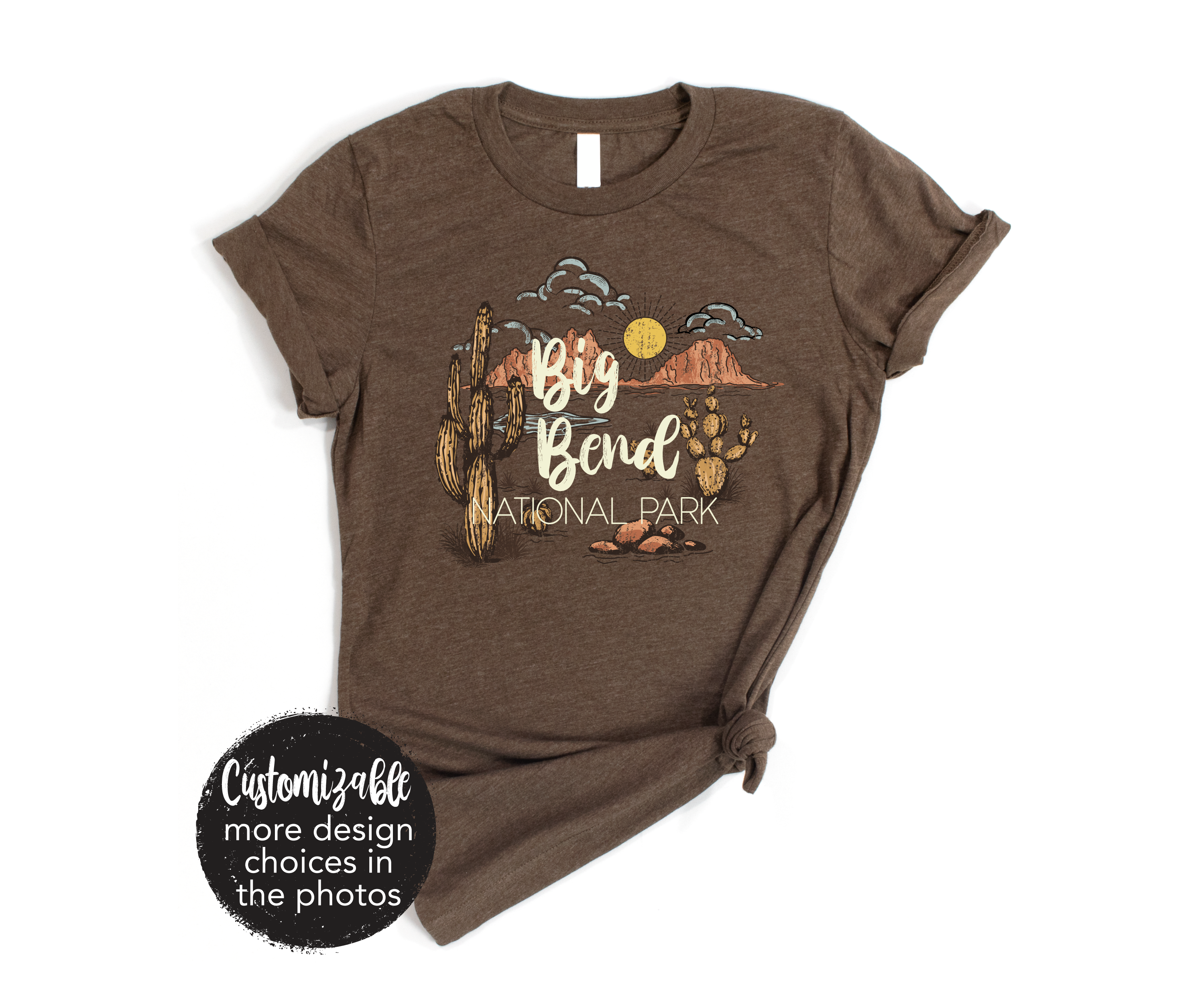 Joy Comes in the Morning Desert Scene Rustic Adventure Brown Tee