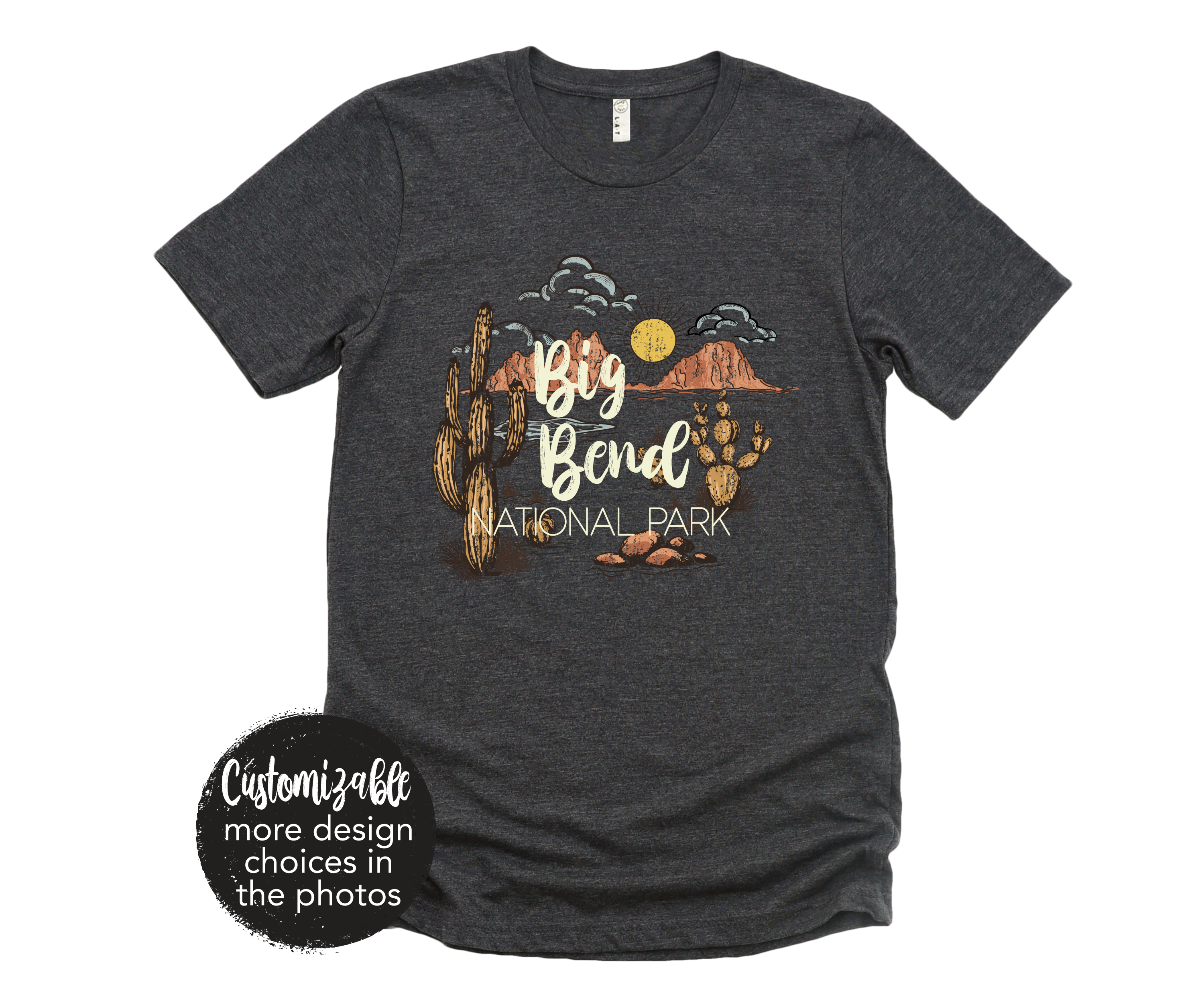 Big Bend National Park Vacation Desert Scene Rustic Adventure Brown Tee
