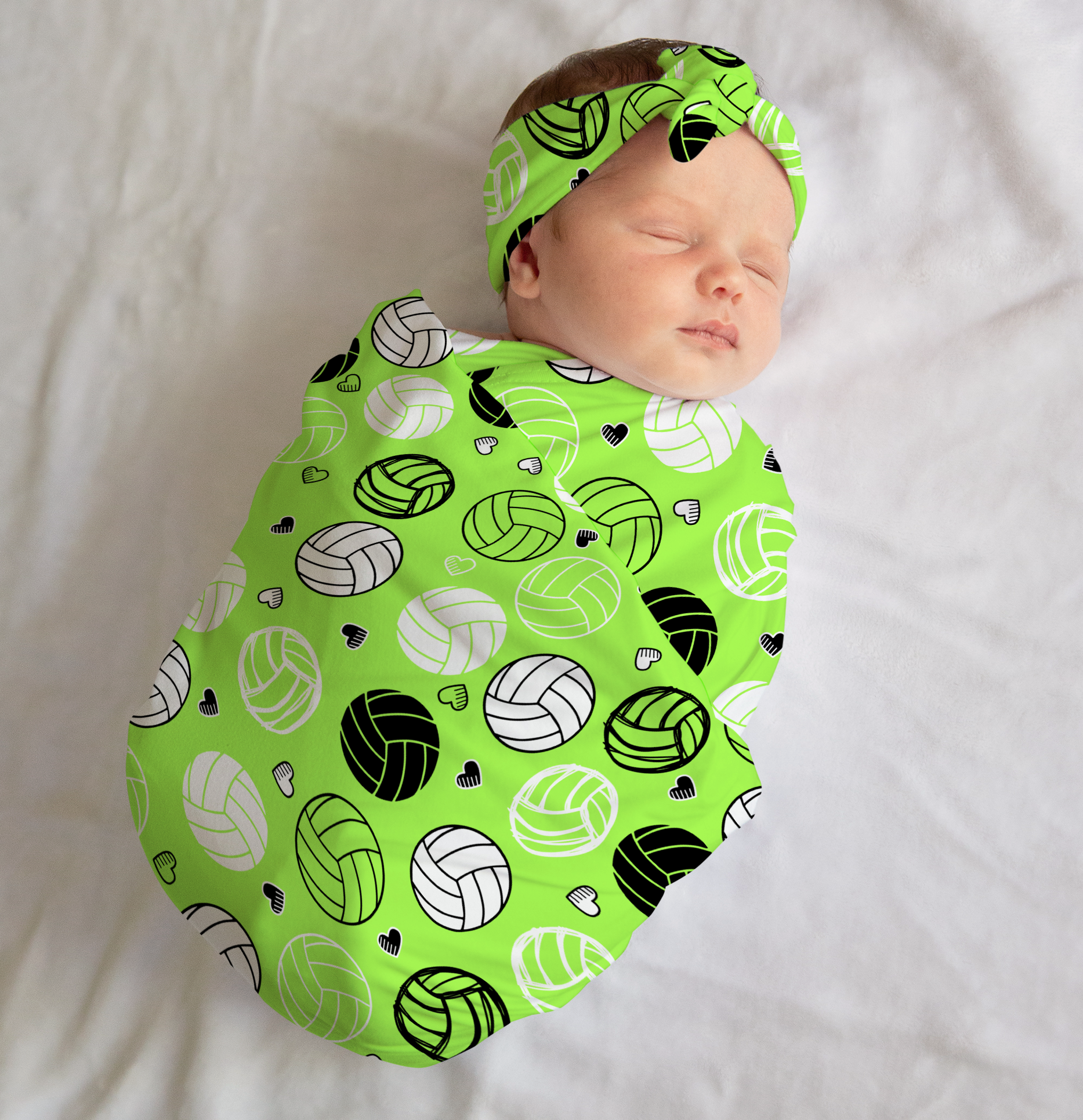Neon Green Volleyball Baby Girl Outfit