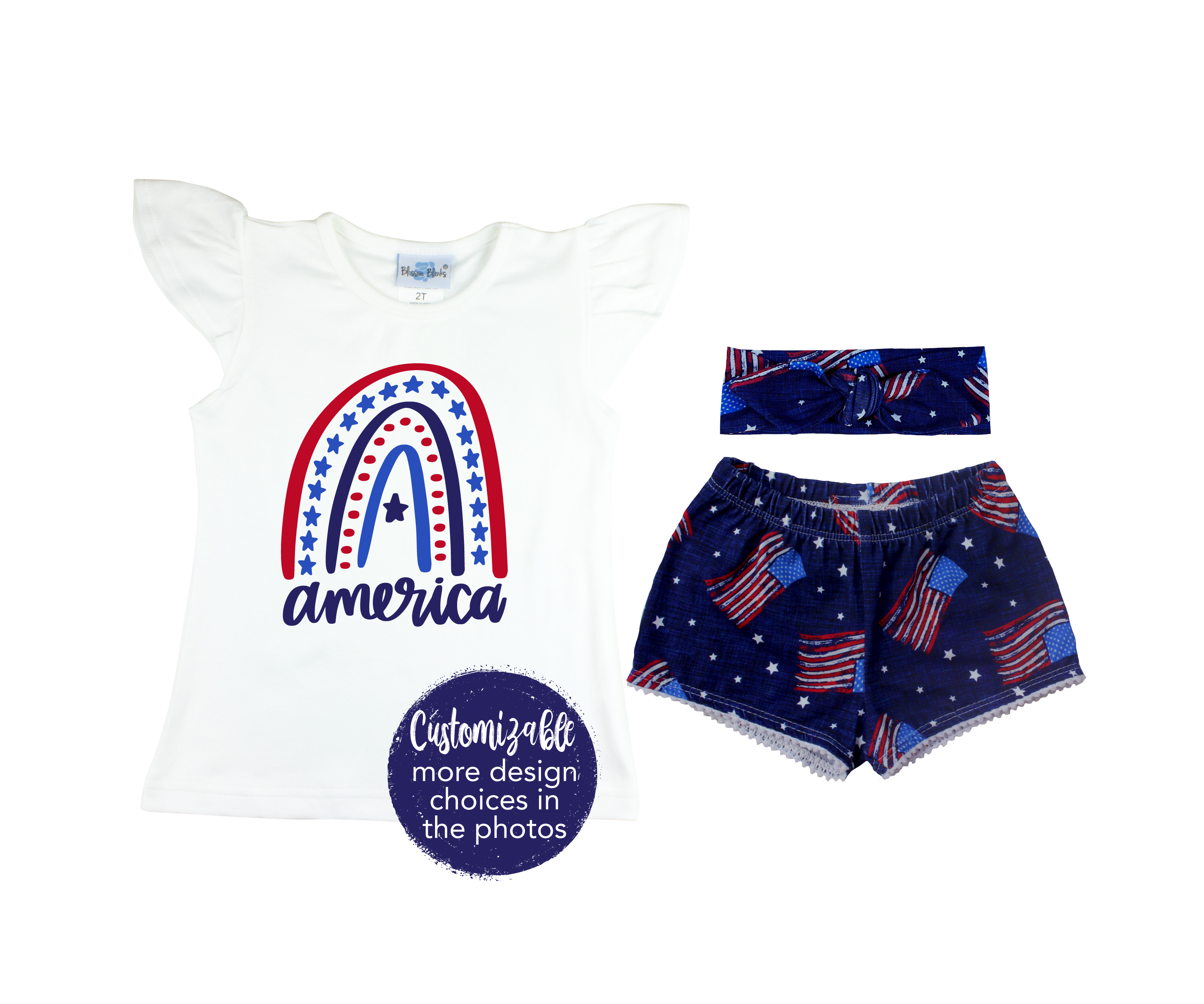 Girl Fourth of July Shorts Outfit