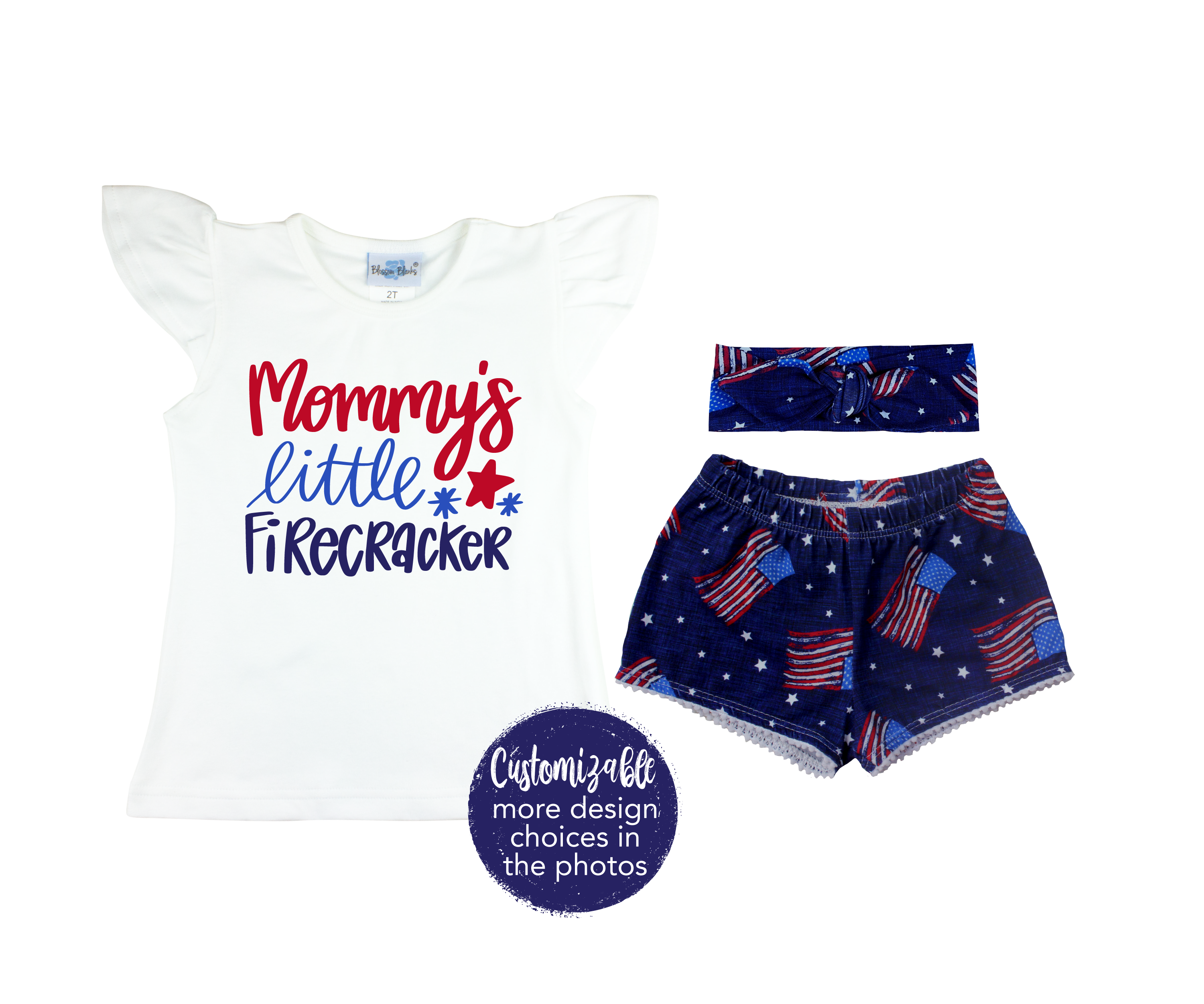 Girl Fourth of July Shorts Outfit