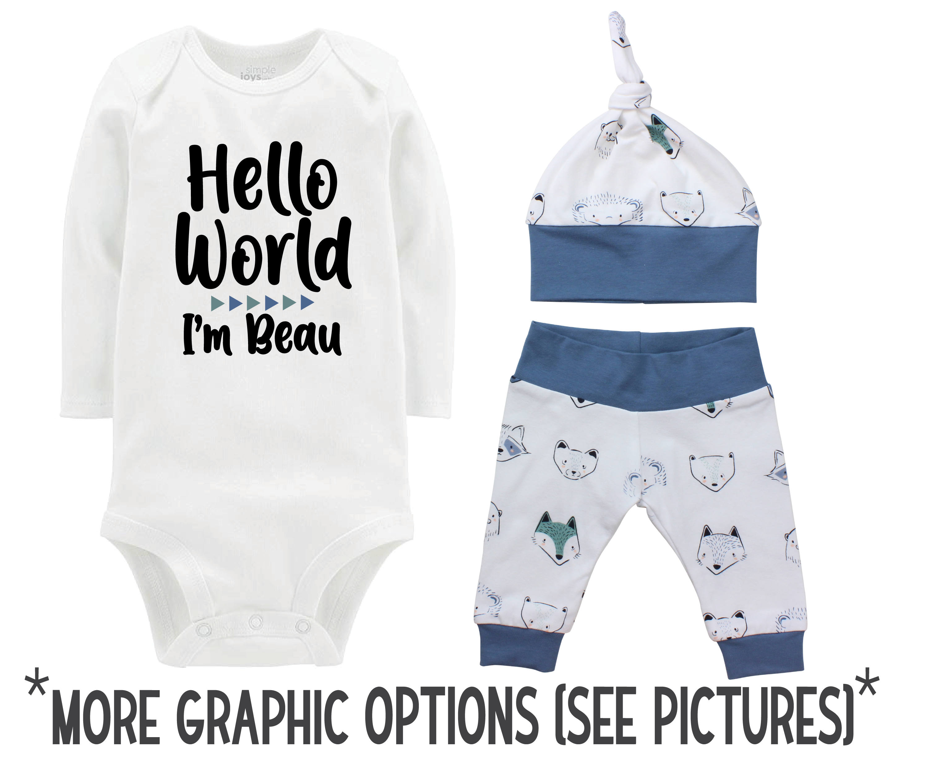 Baby Boy Blue Animal Faces Outfit