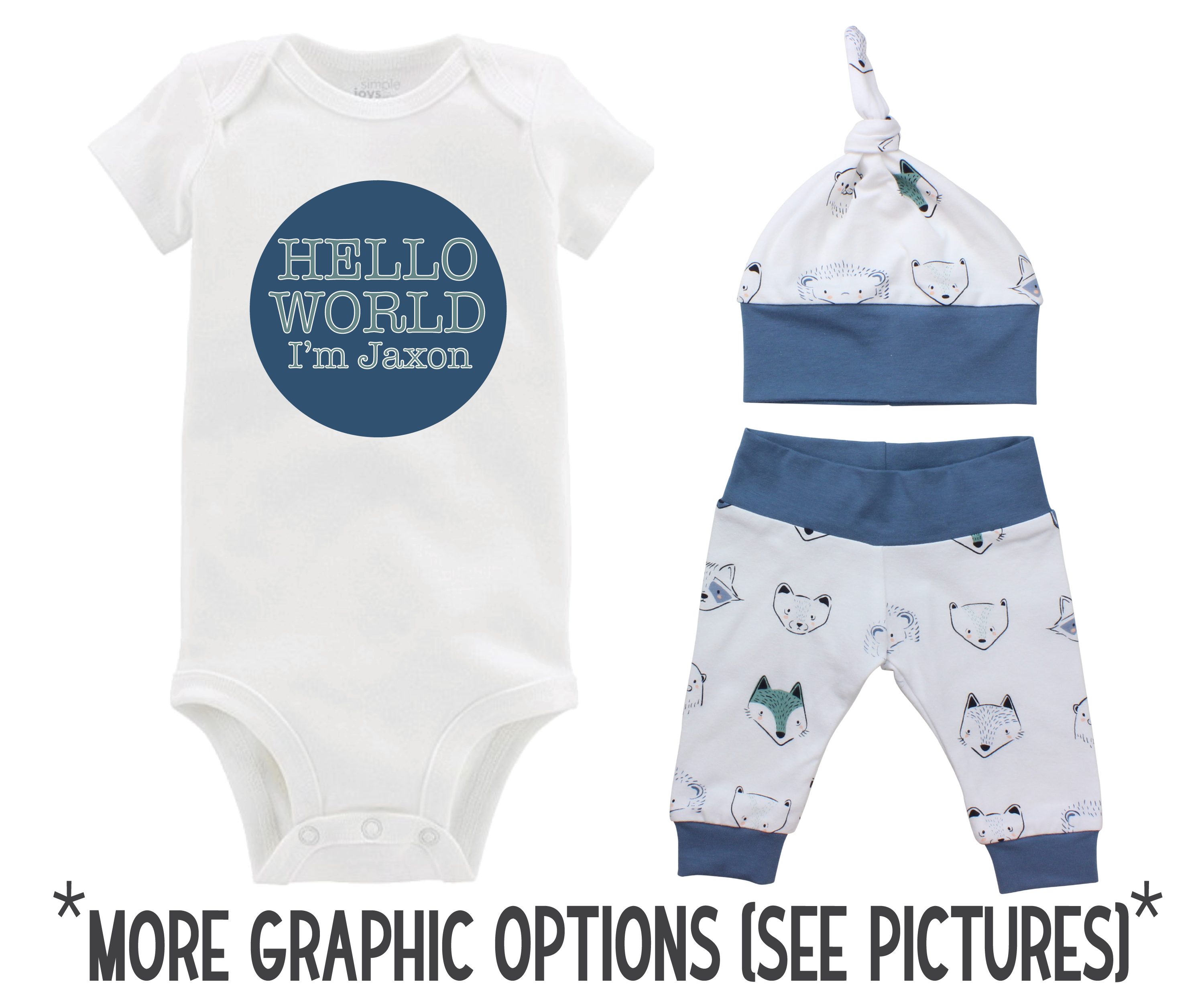 Baby Boy Blue Animal Faces Outfit