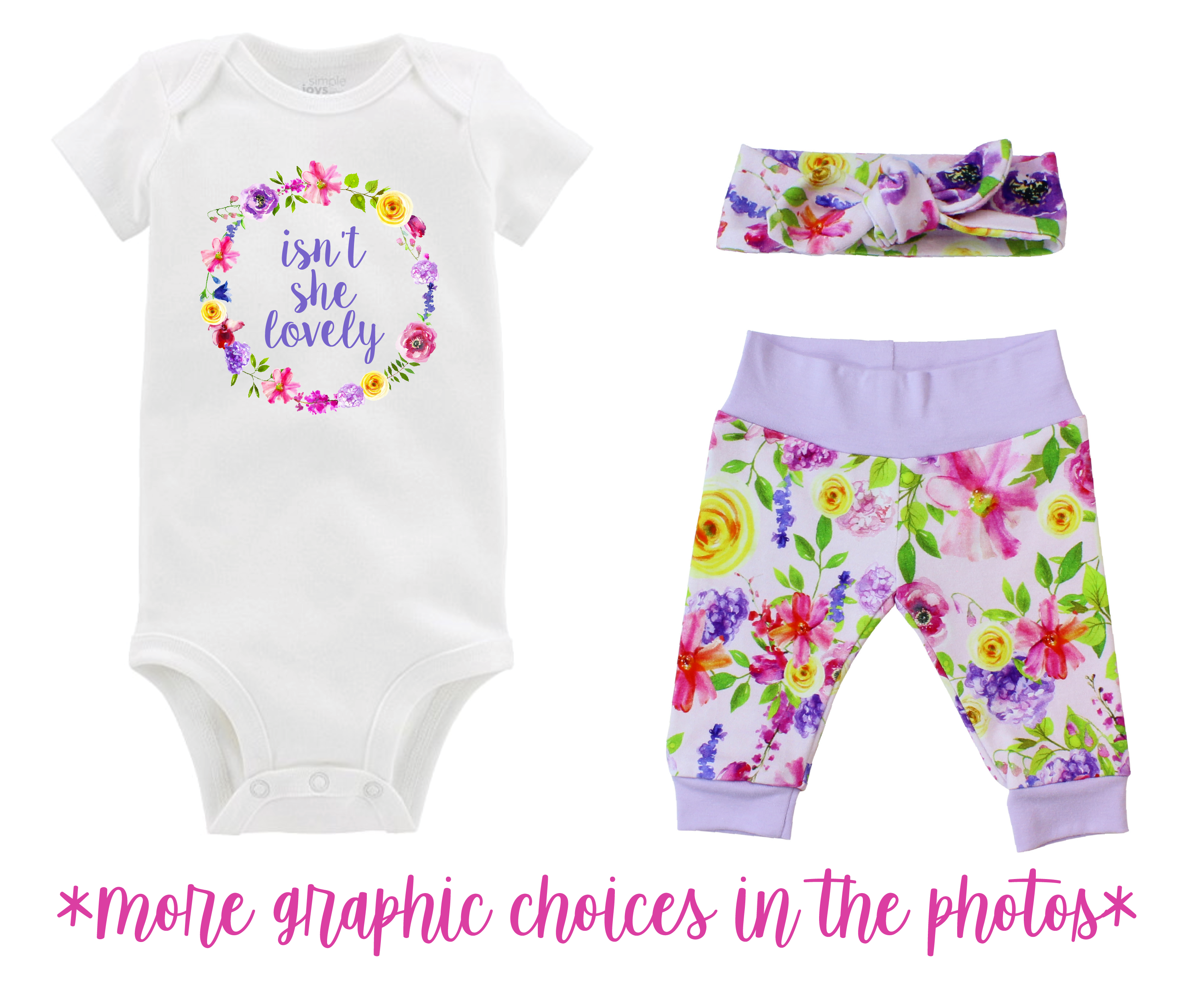 Purple Watercolor Floral Baby Girl Outfit