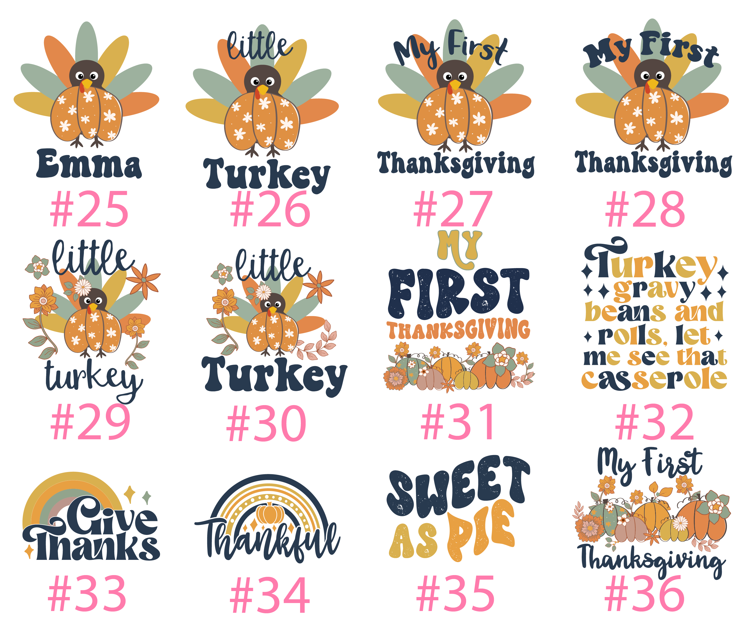 Retro Mama Pumpkin Boho Floral Design Women's Shirt Mama and Mini Matching