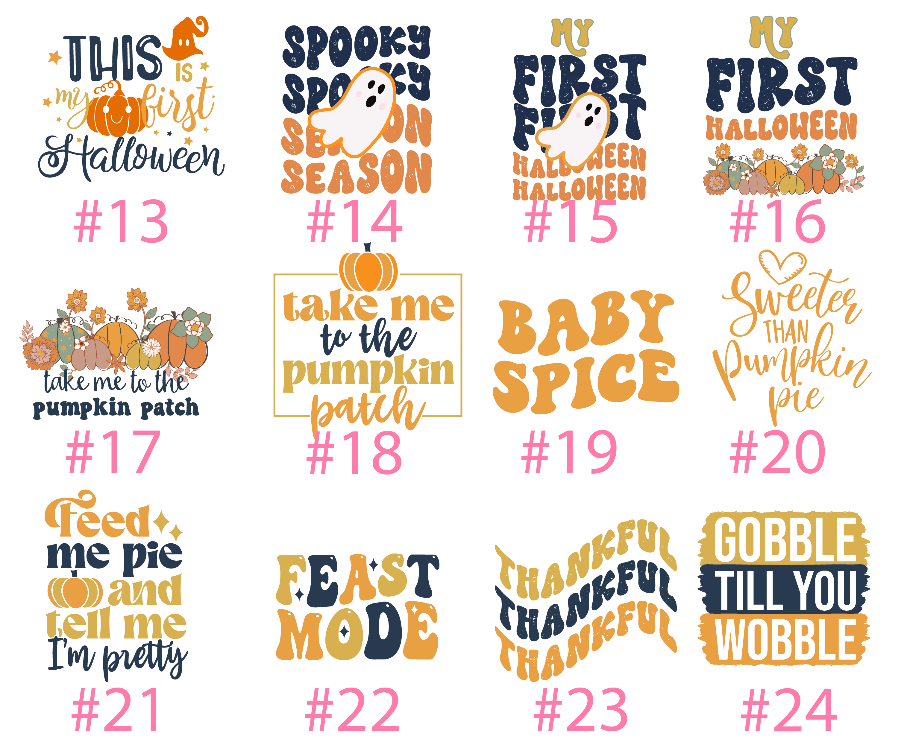 Retro Mama Pumpkin Boho Floral Design Women's Shirt Mama and Mini Matching