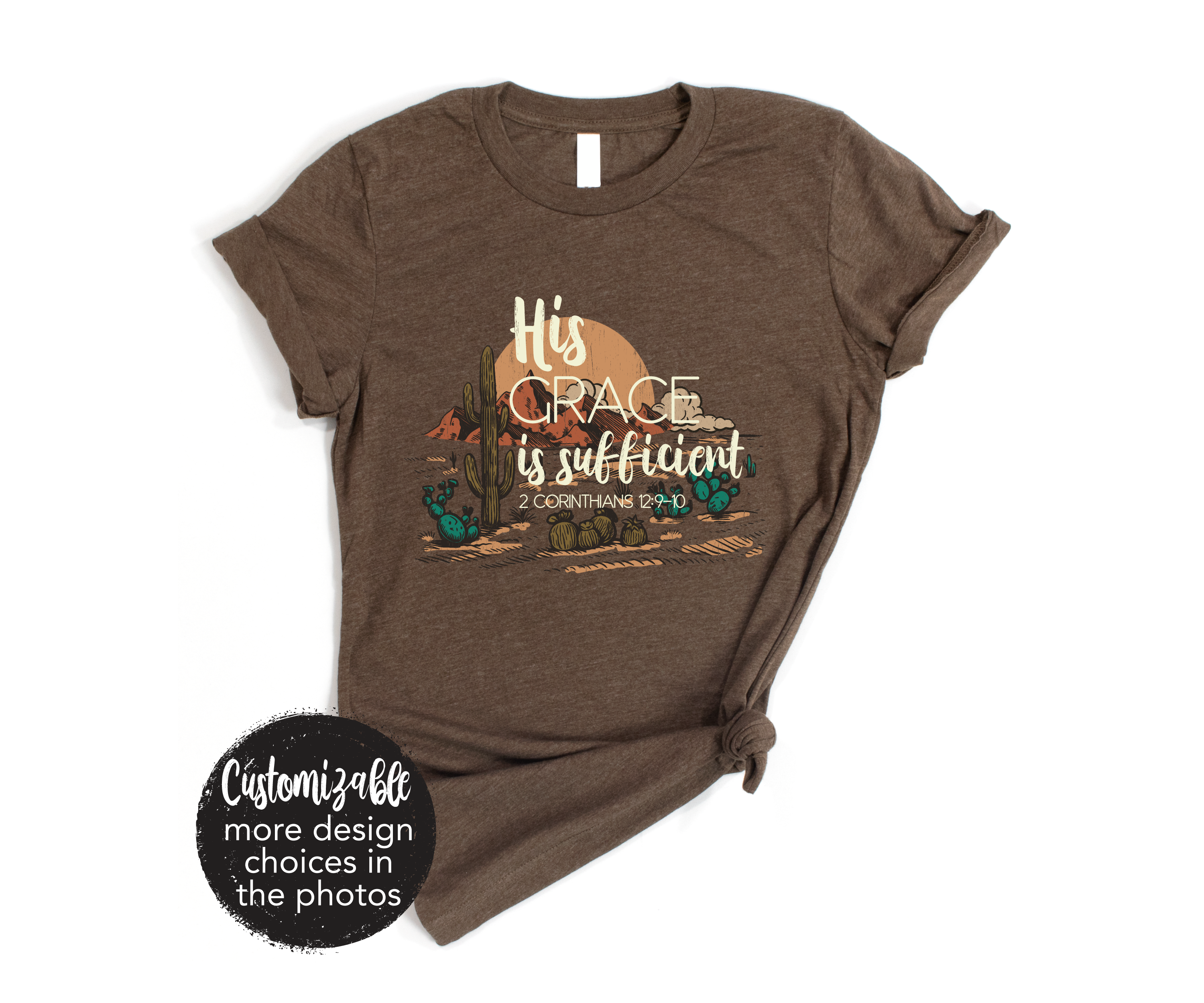 Joy Comes in the Morning Desert Scene Rustic Adventure Brown Tee