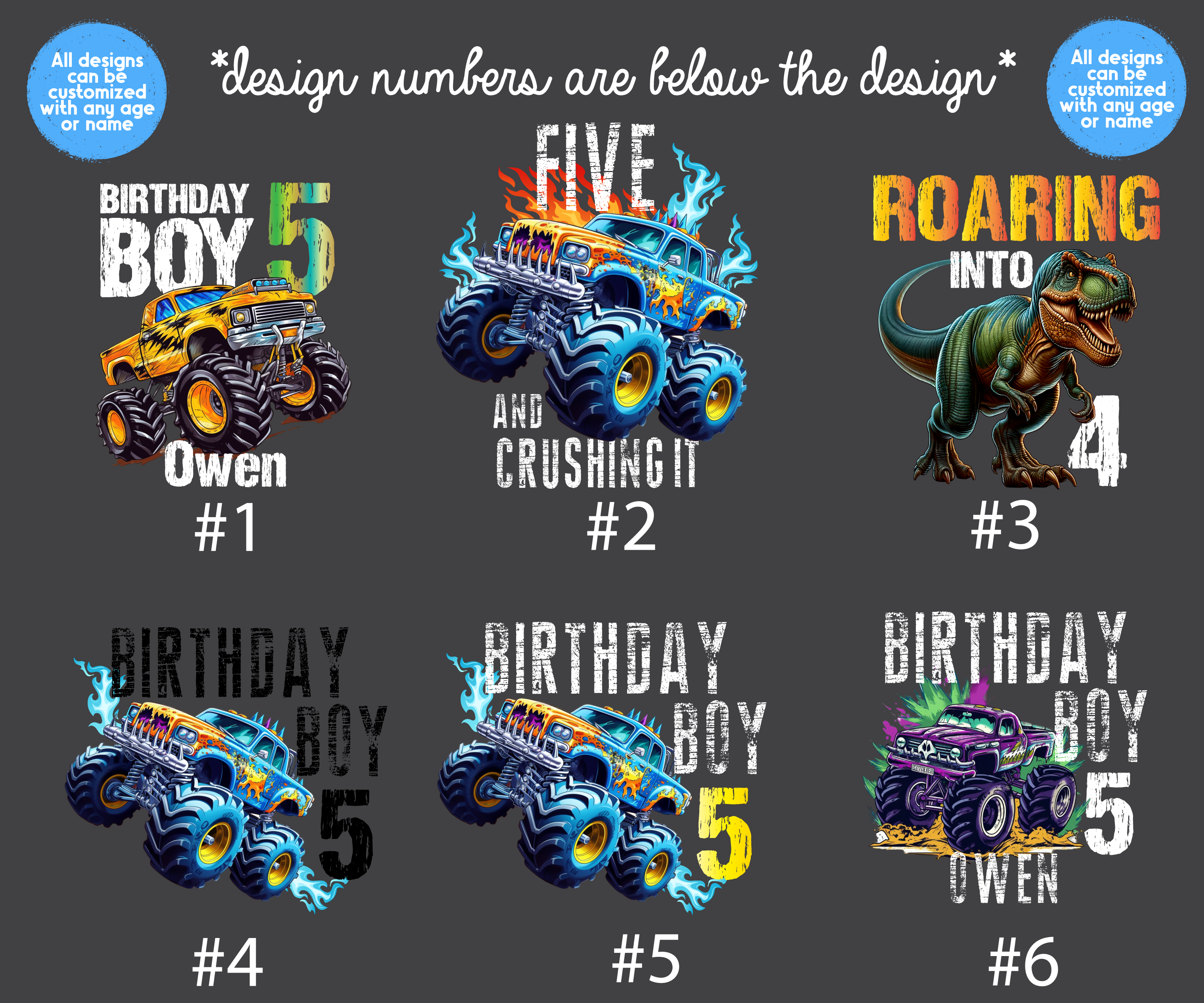 Monster Truck Boy Birthday Dinosaur Truck Shirt