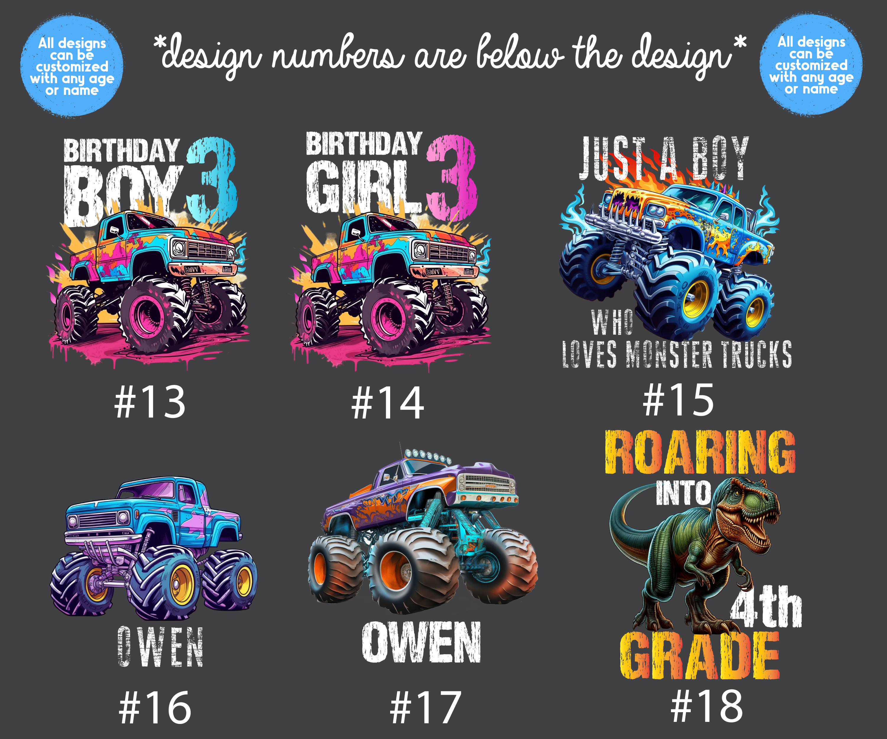 Monster Truck Boy Birthday Dinosaur Truck Shirt