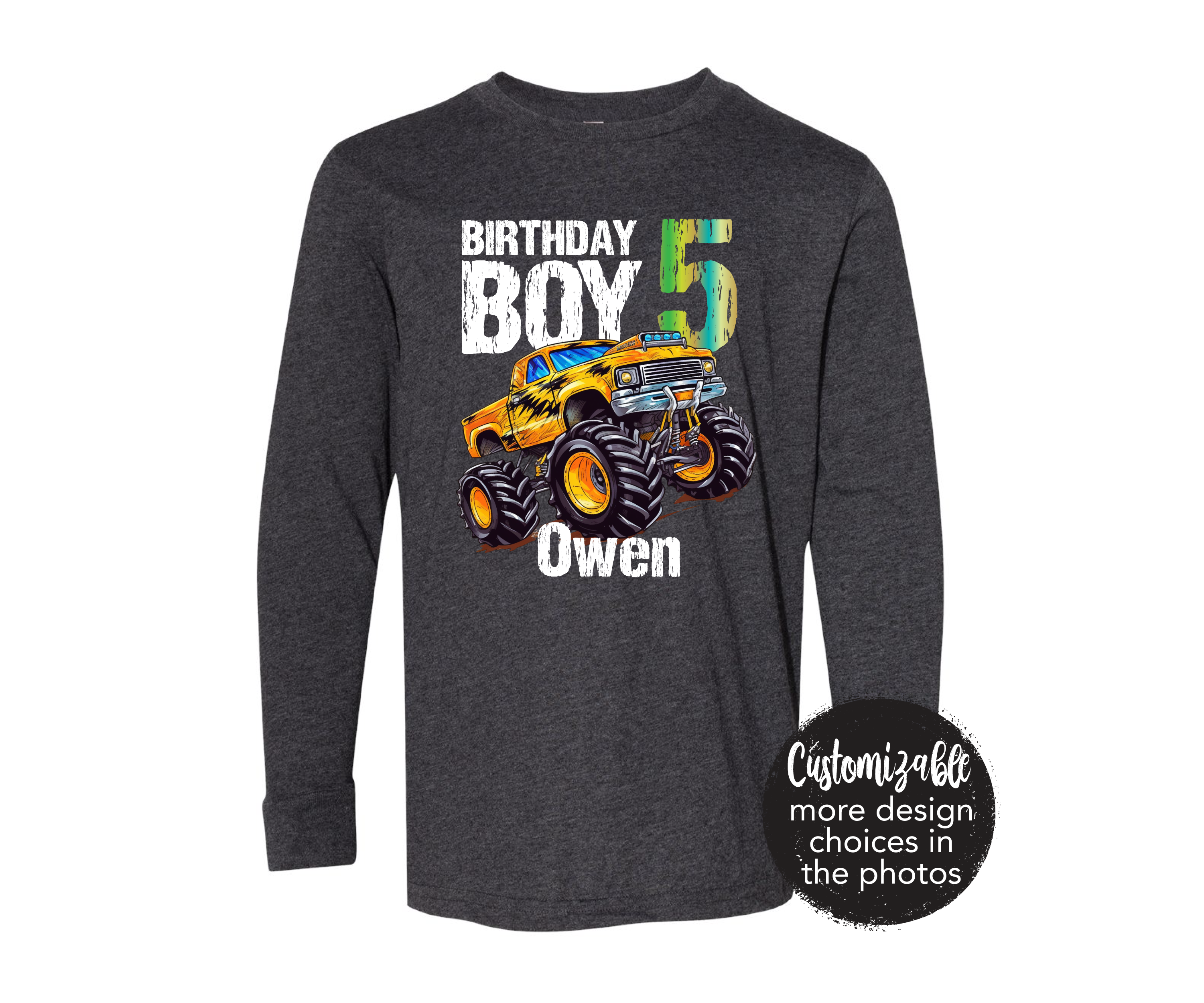 Monster Truck Boy Birthday Dinosaur Truck Shirt
