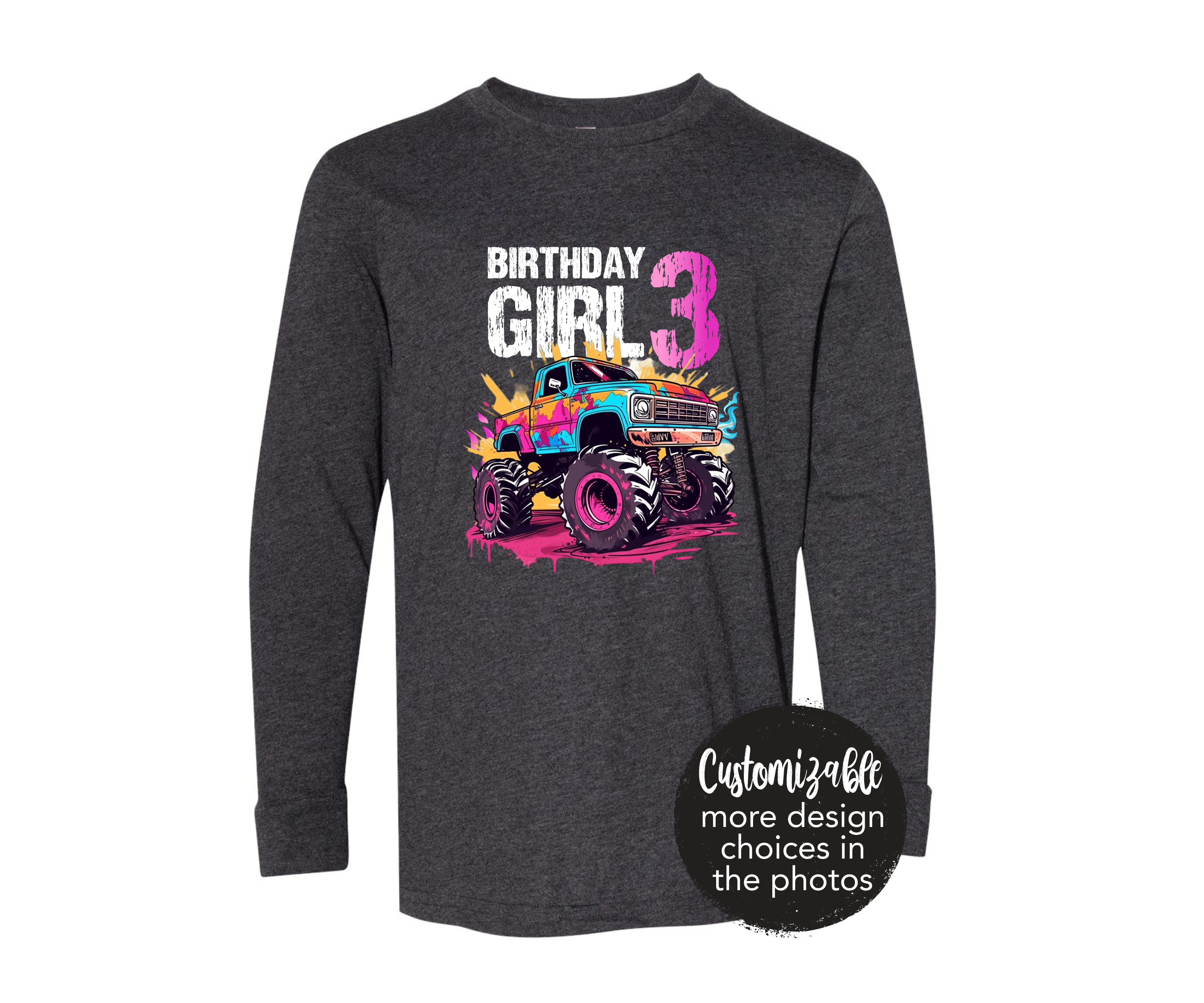 Monster Truck Boy Birthday Dinosaur Truck Shirt