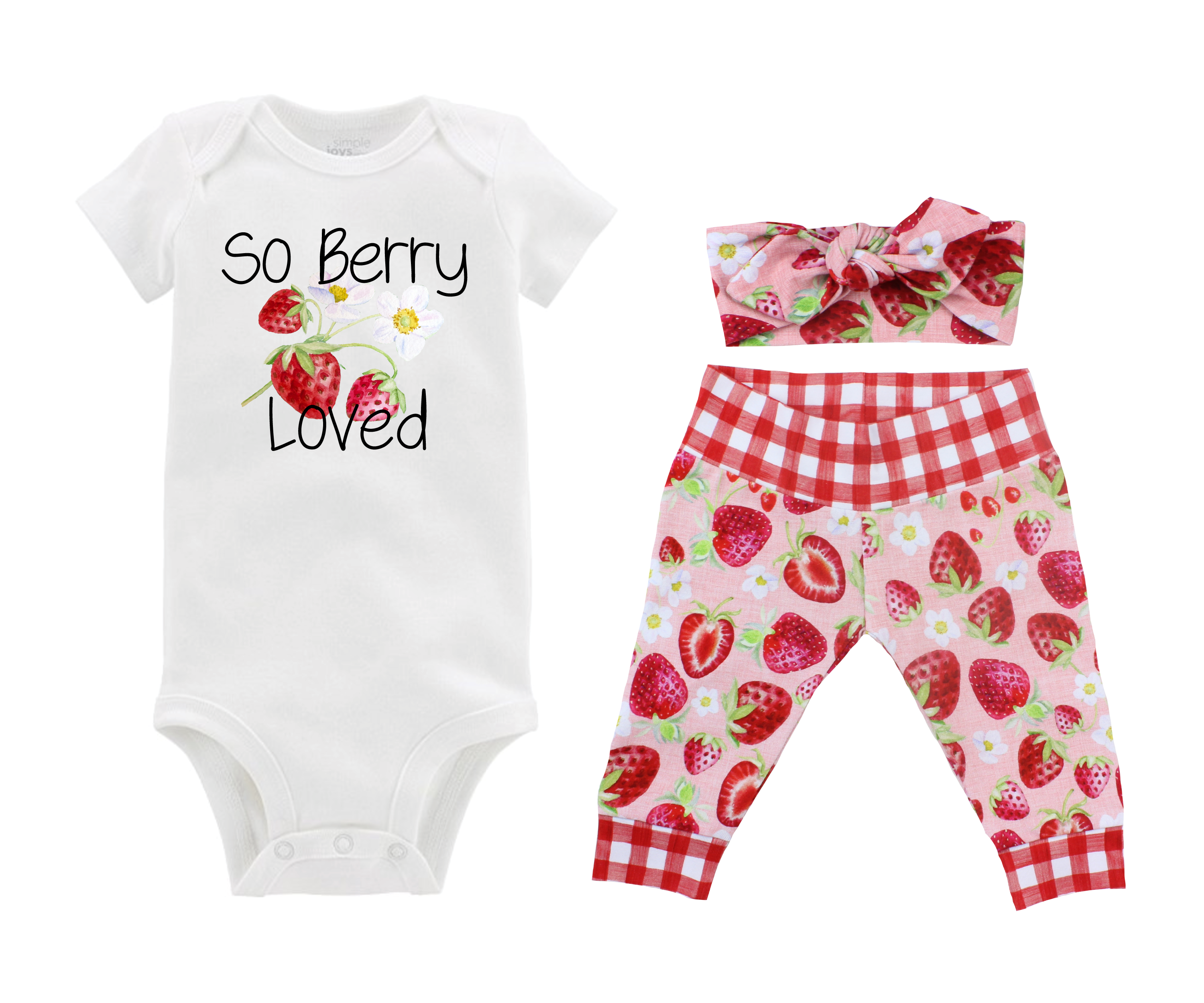 So Berry Loved Pink Red Strawberry Spring Summer Baby Girl Outfit