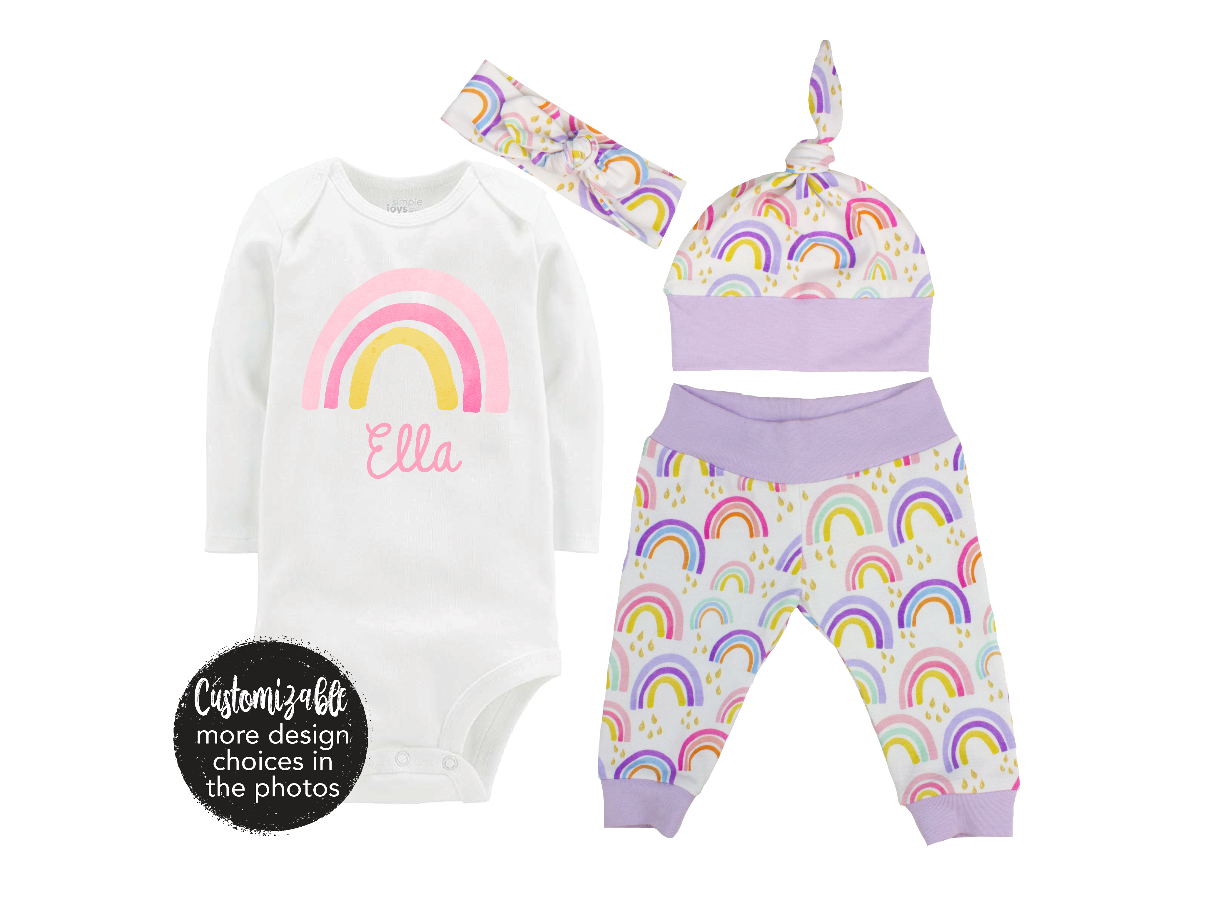 Purple Rainbow Baby Girl Outfit