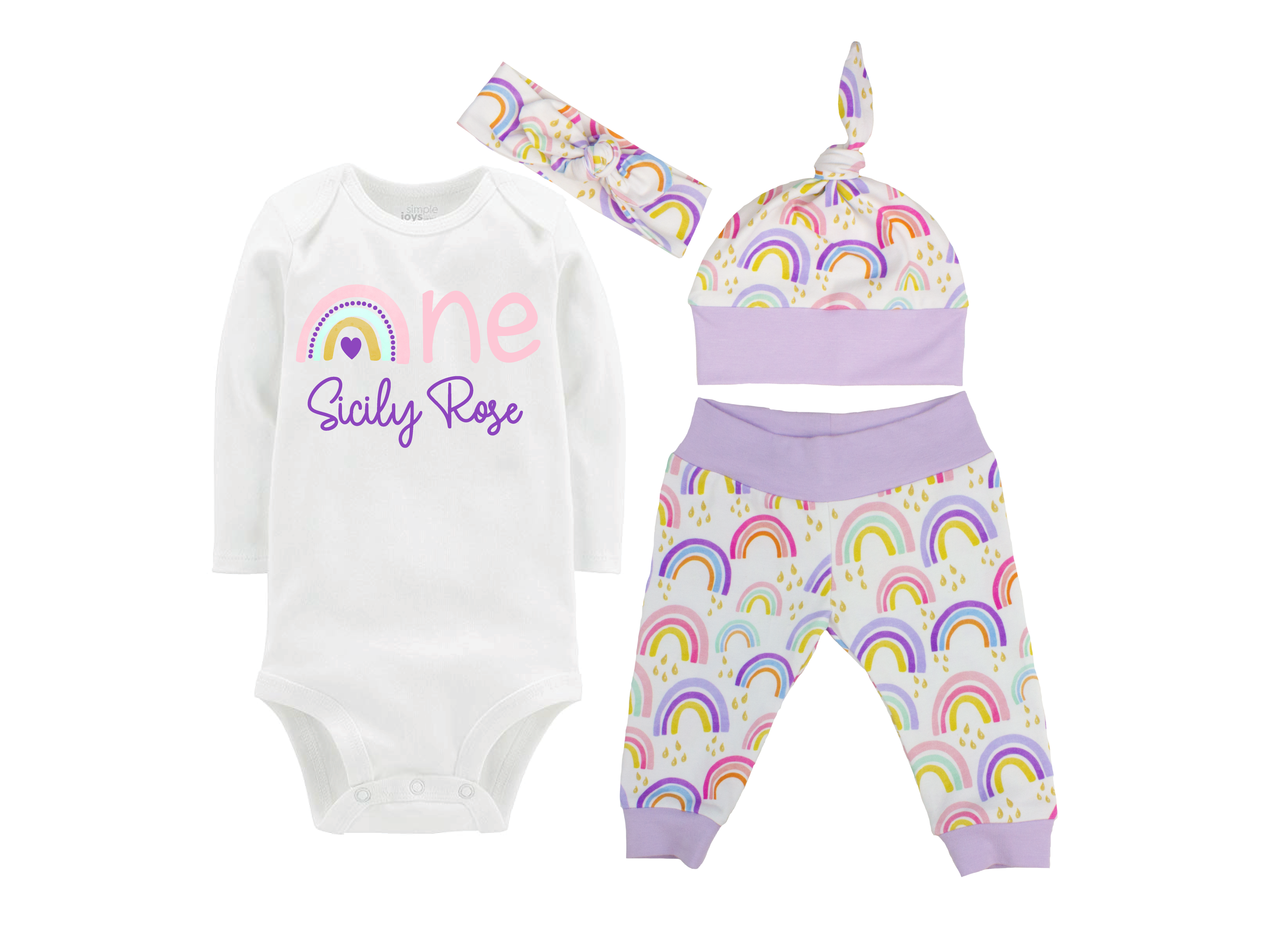 Purple Rainbow Baby Girl Outfit