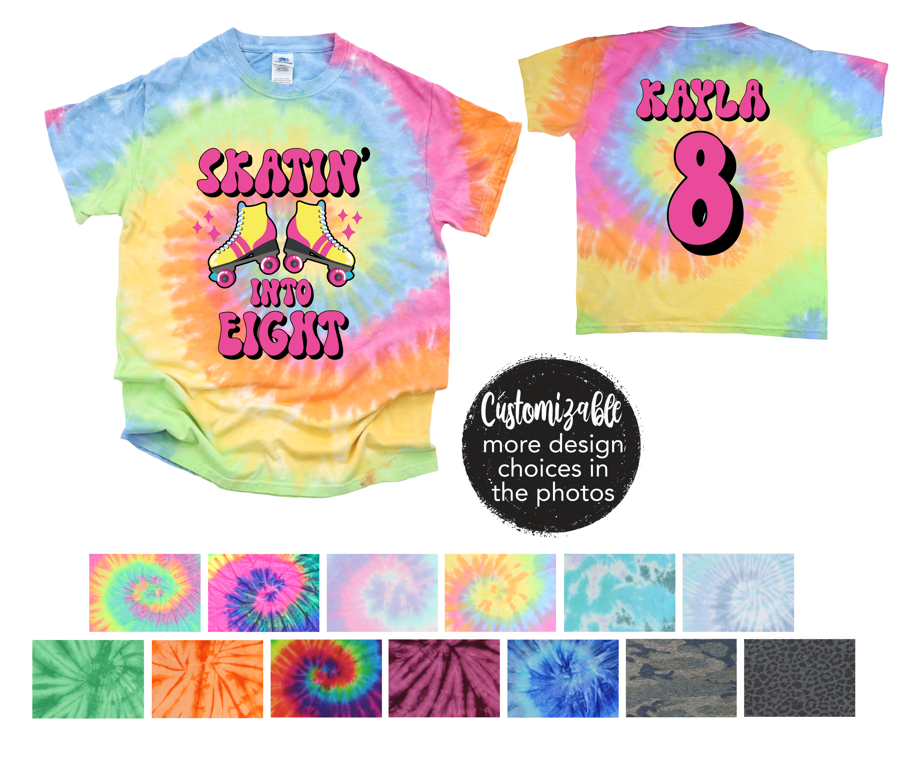 Skating Birthday Tie Dye Shirt