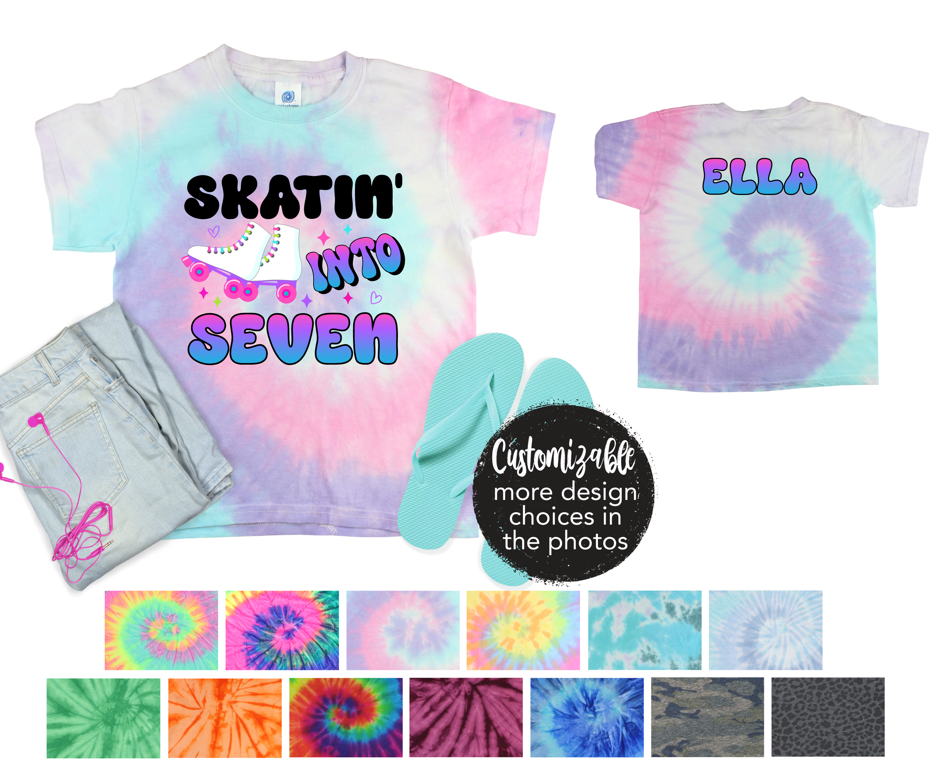 Skating Birthday Tie Dye Shirt