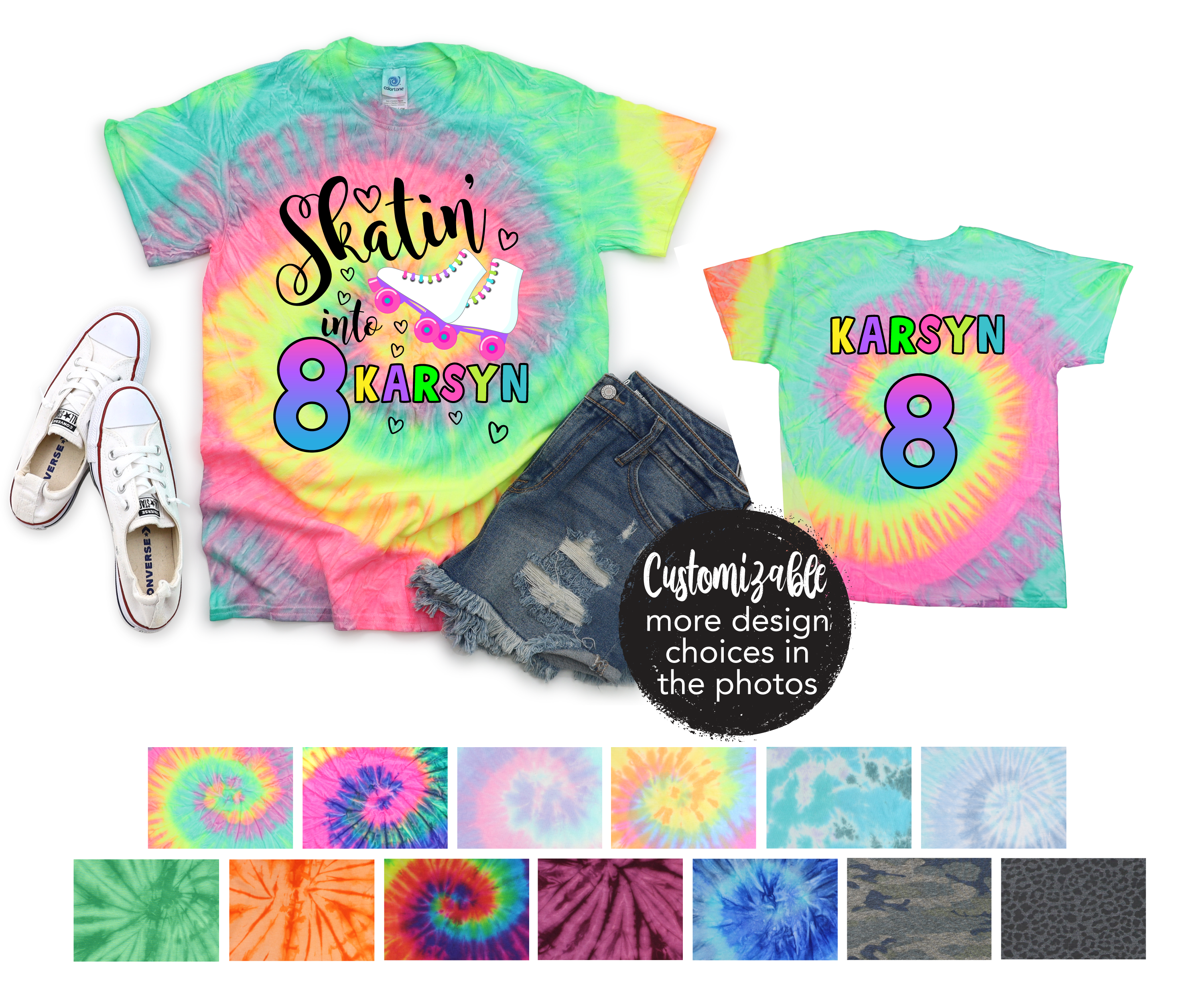 Skating Birthday Tie Dye Shirt