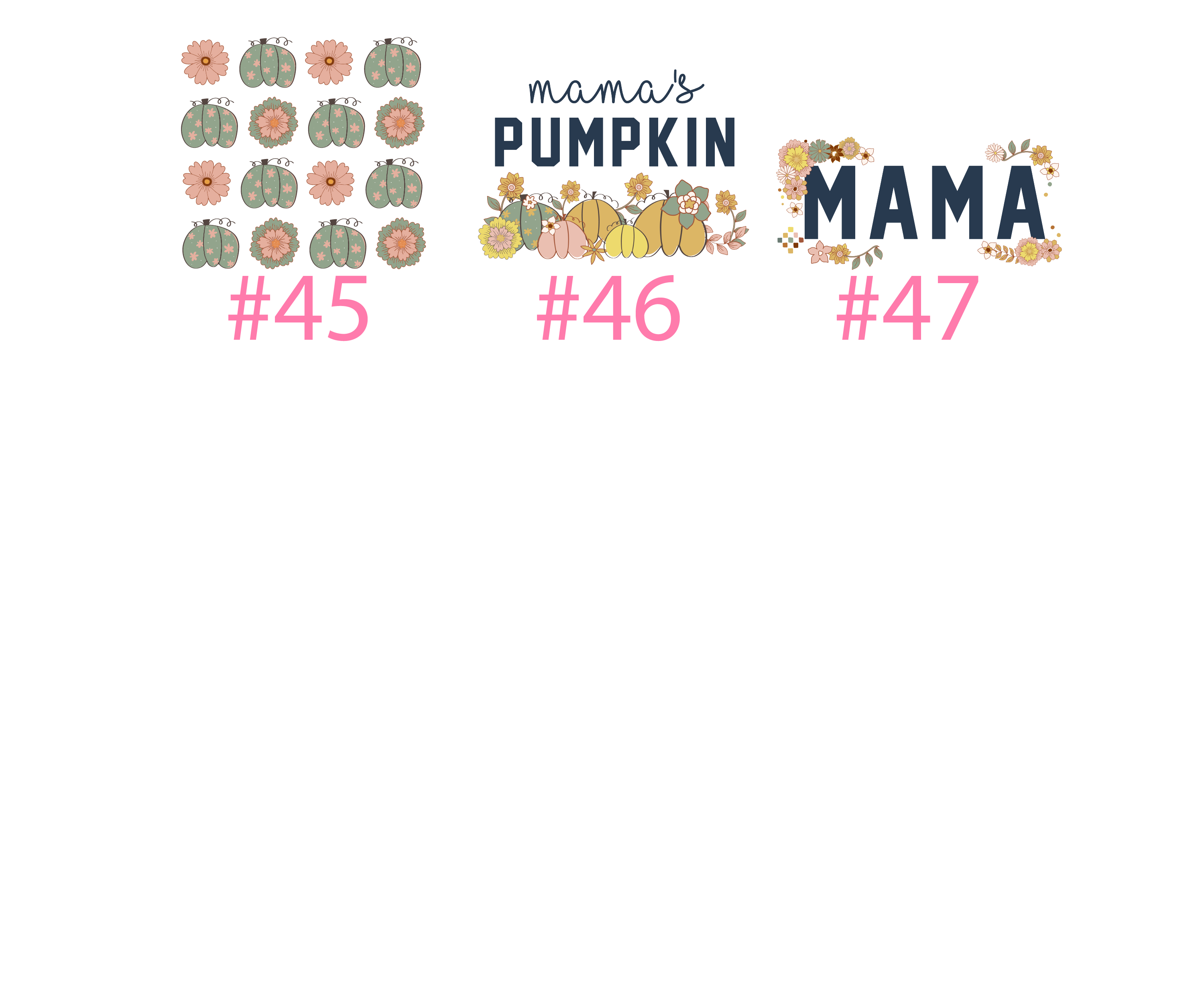 Retro Mama Pumpkin Boho Floral Design Women's Shirt Mama and Mini Matching