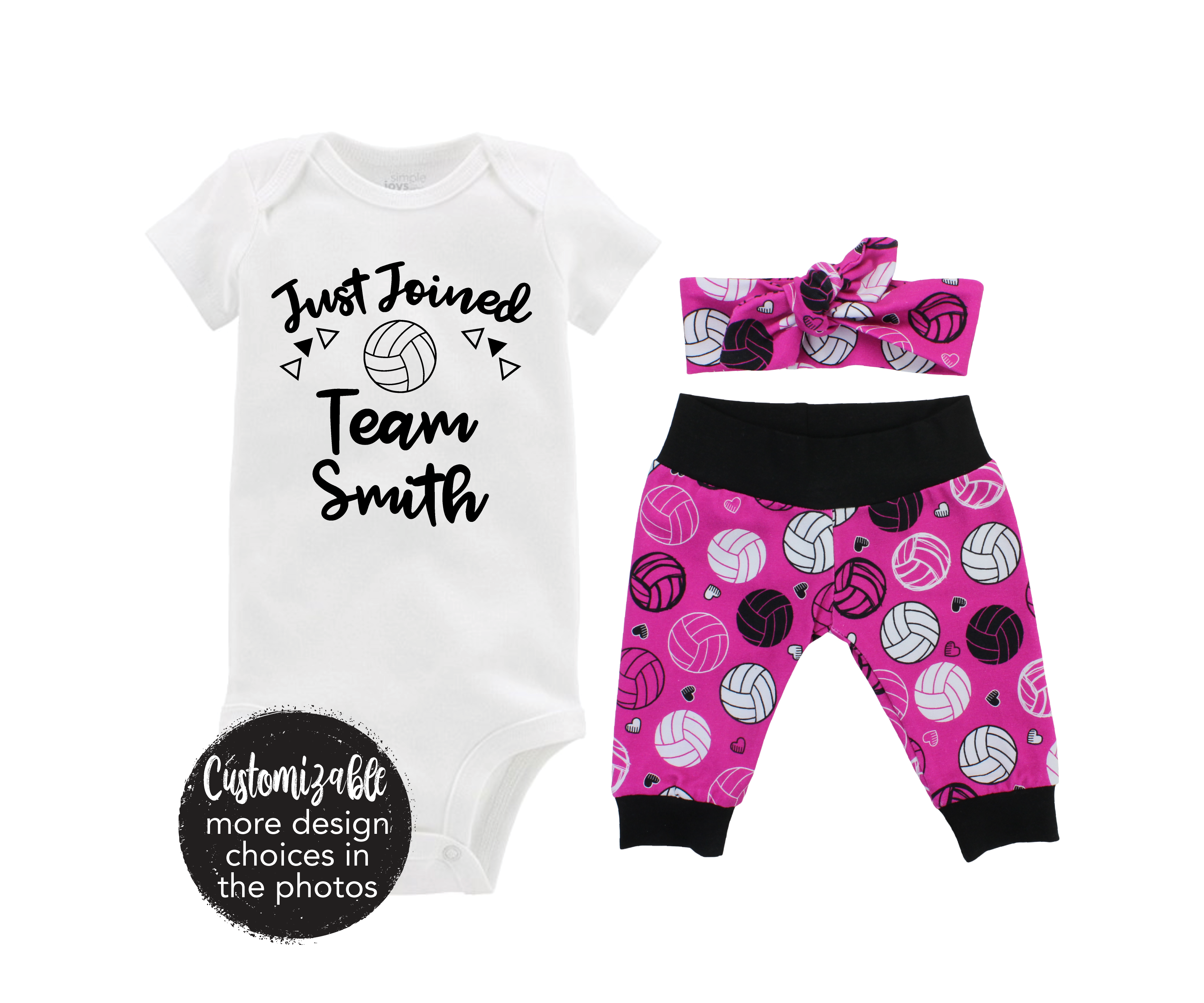 Pink Volleyball Baby Girl Outfit