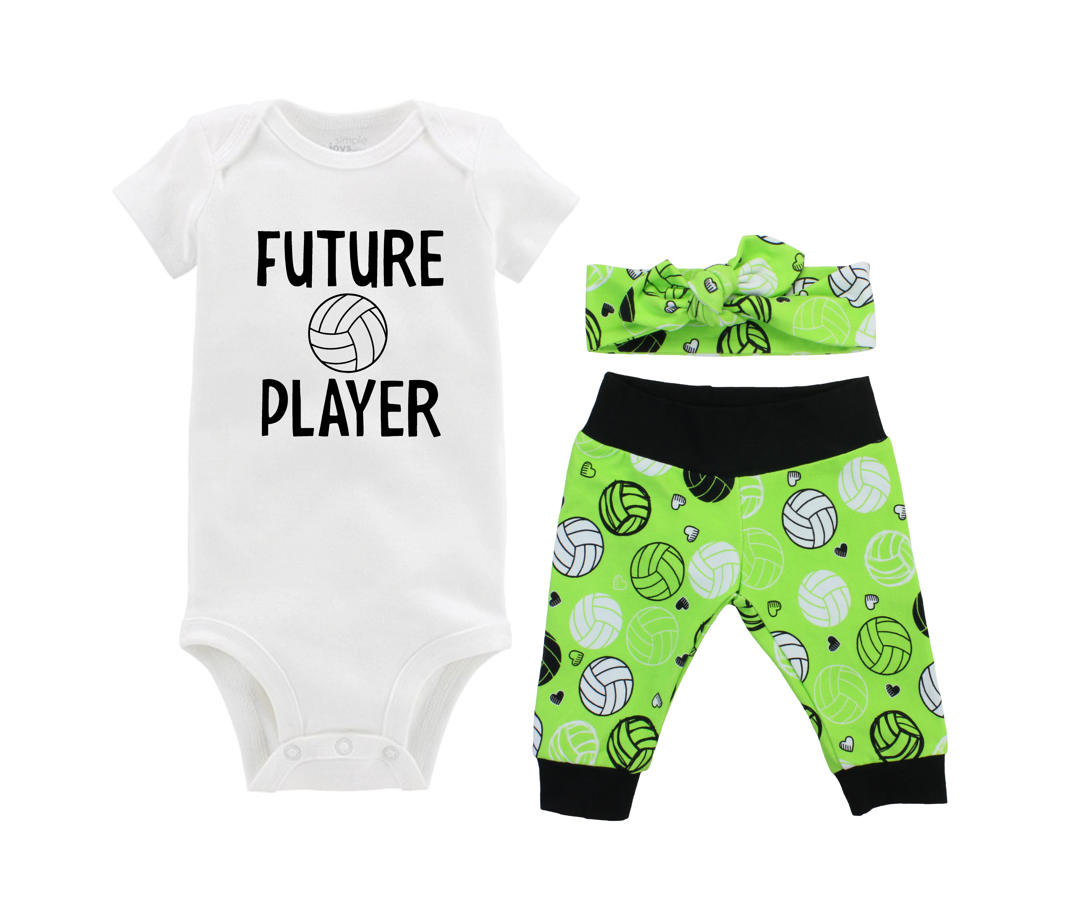Neon Green Volleyball Baby Girl Outfit