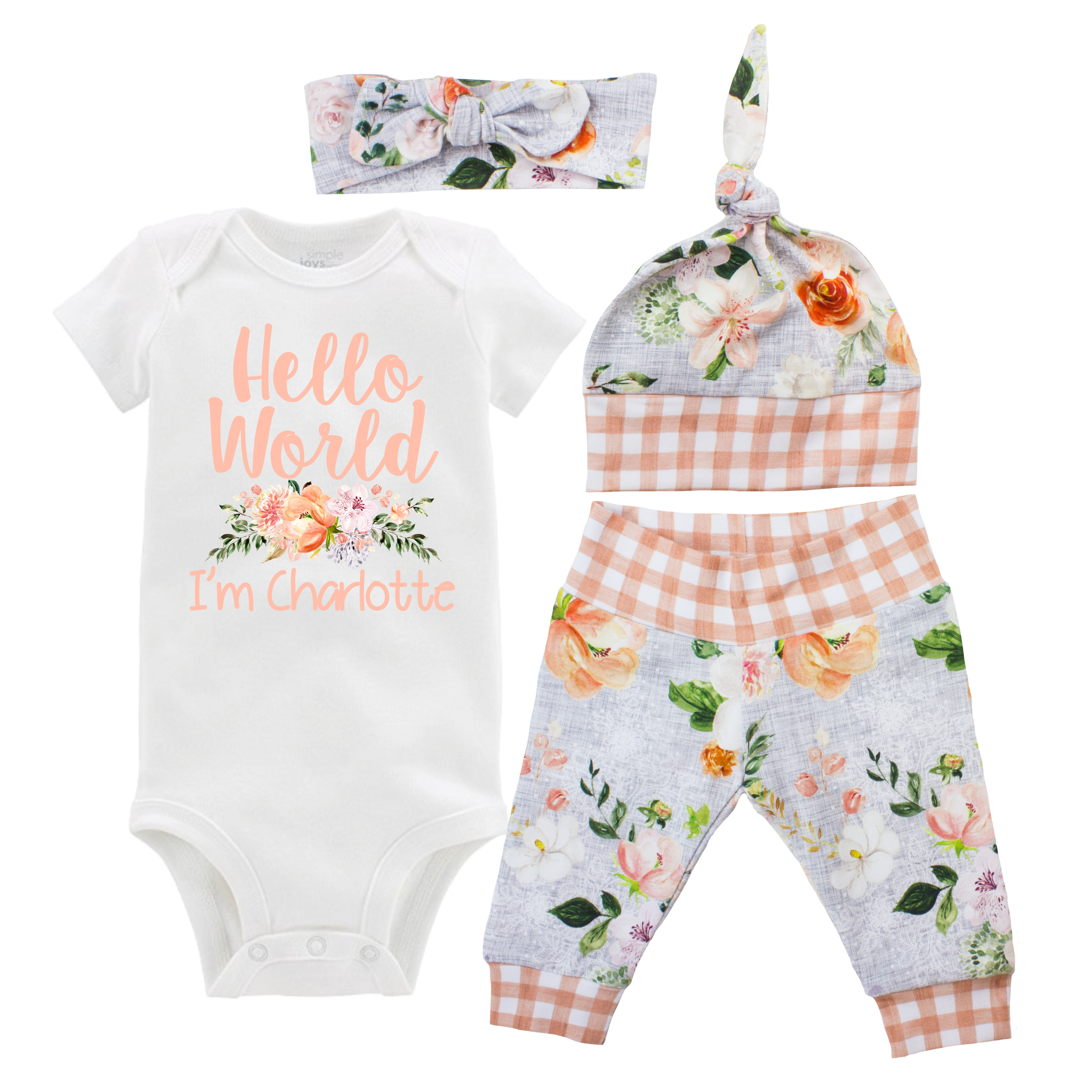 Watercolor Floral Baby Outfit