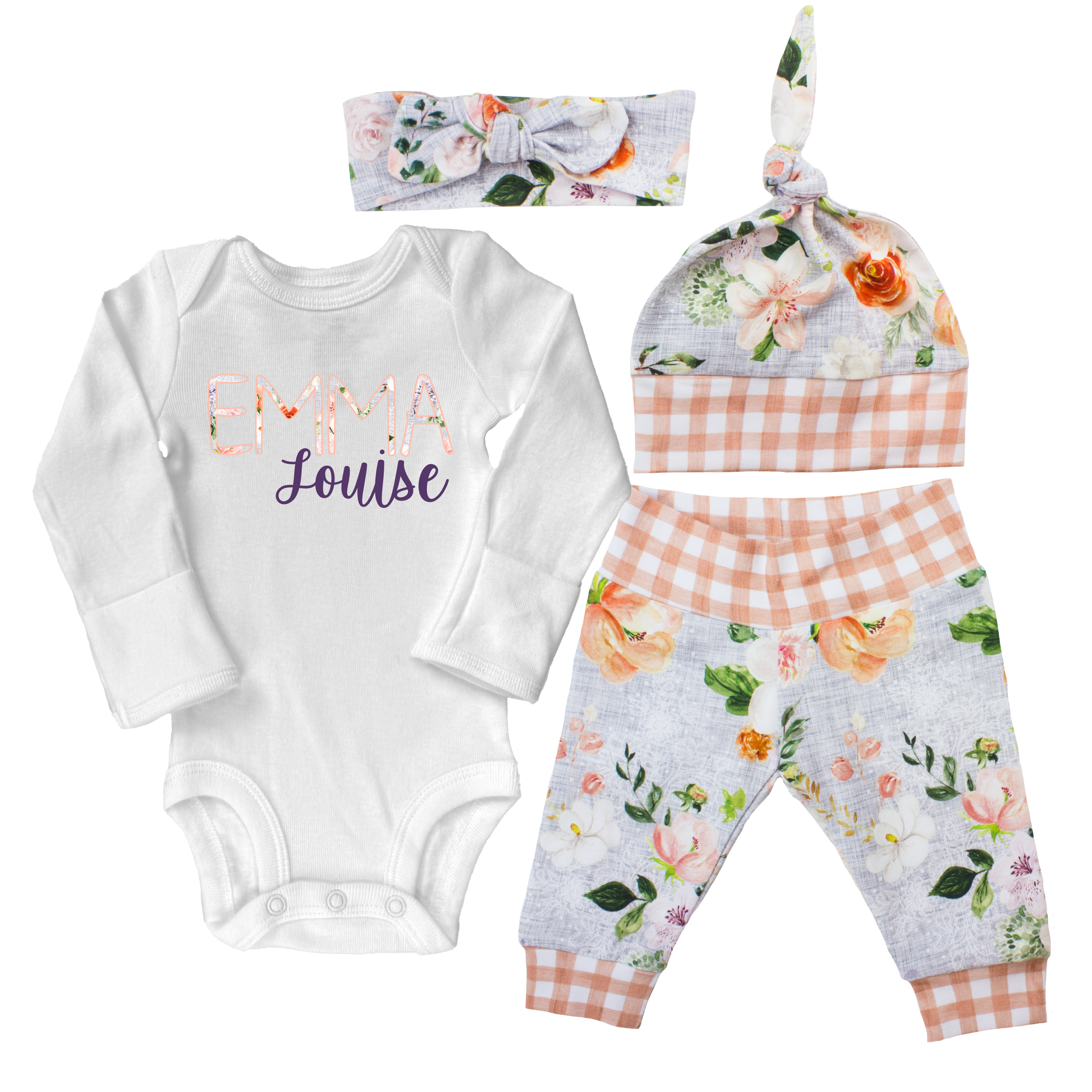 Watercolor Floral Baby Outfit