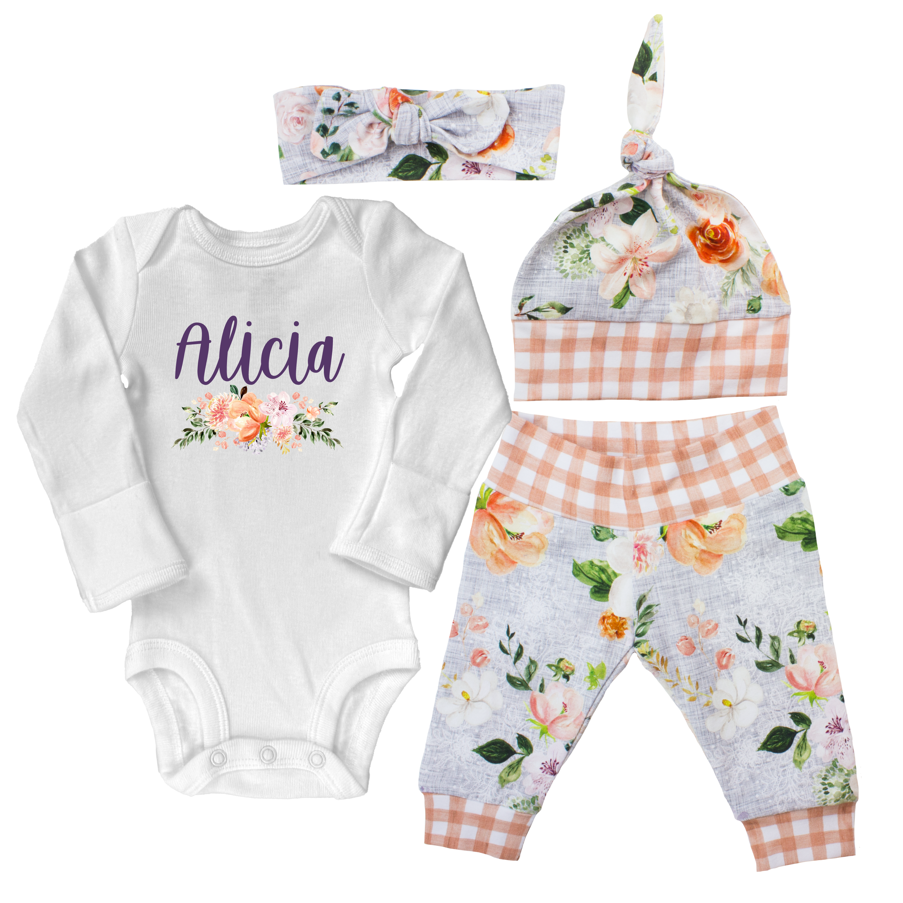 Watercolor Floral Baby Outfit