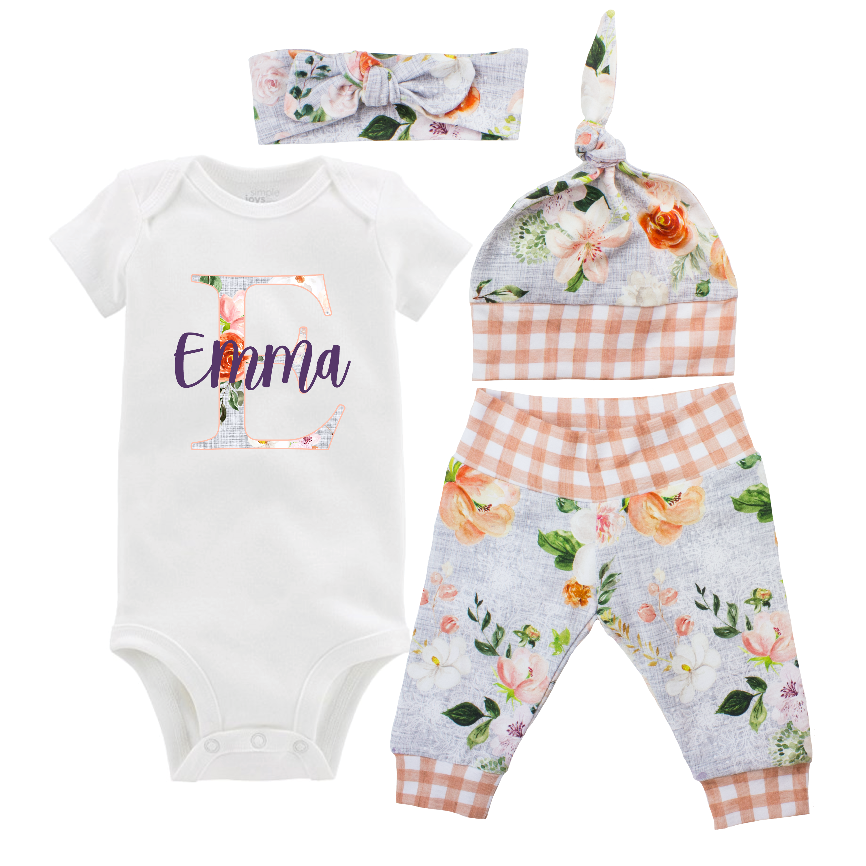 Watercolor Floral Baby Outfit