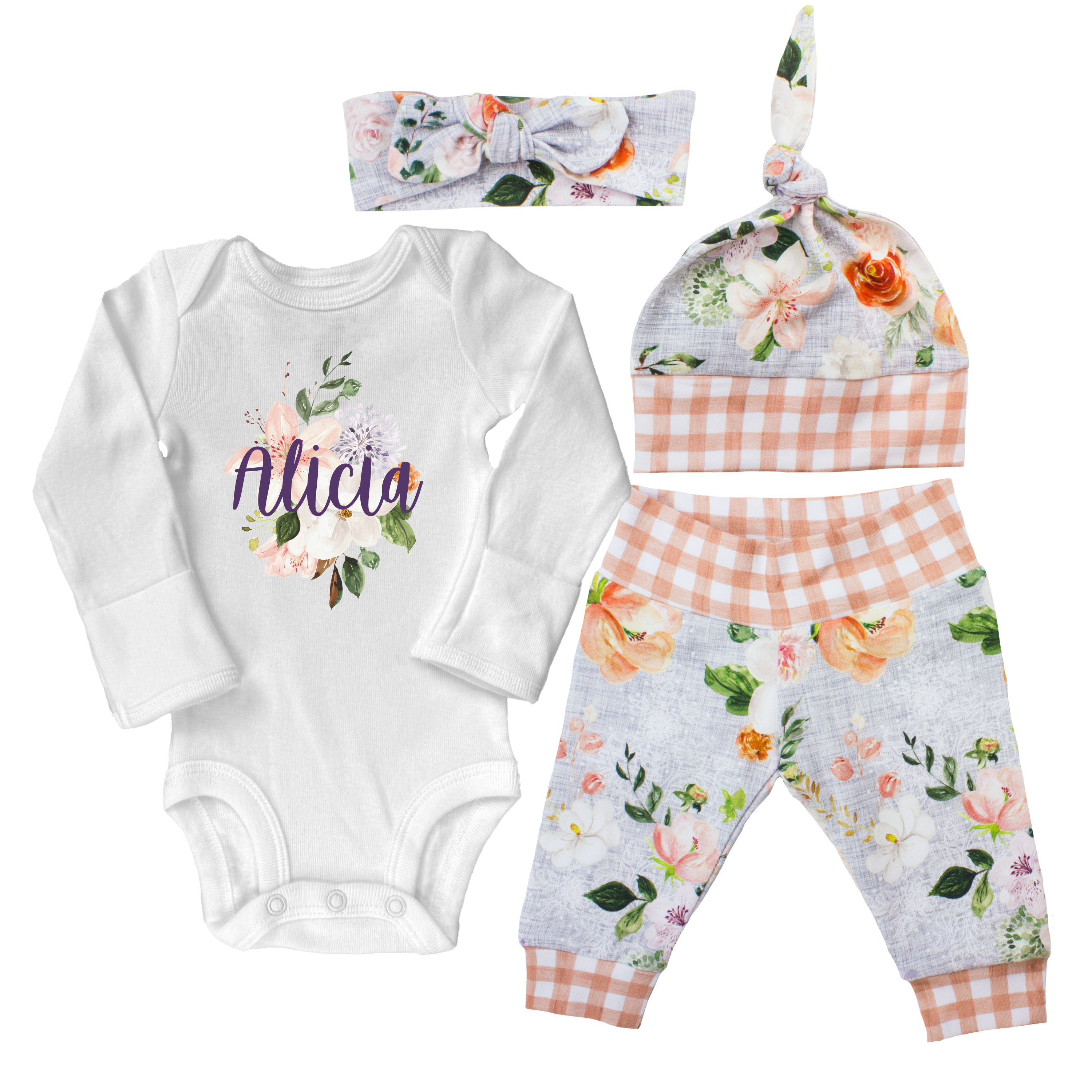 Watercolor Floral Baby Outfit