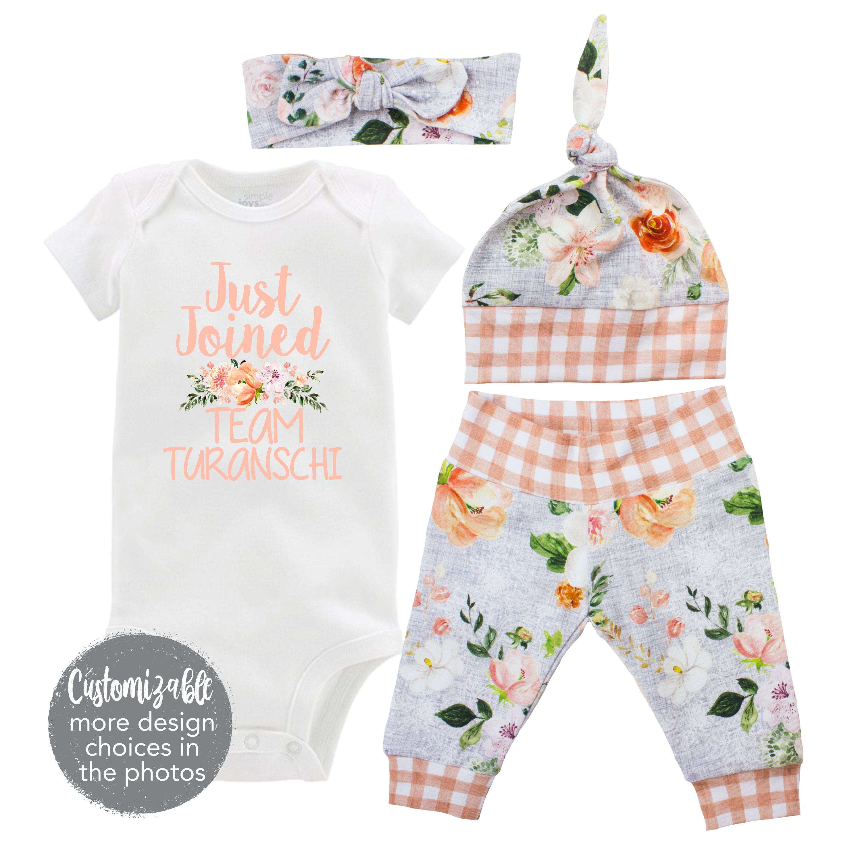 Watercolor Floral Baby Outfit