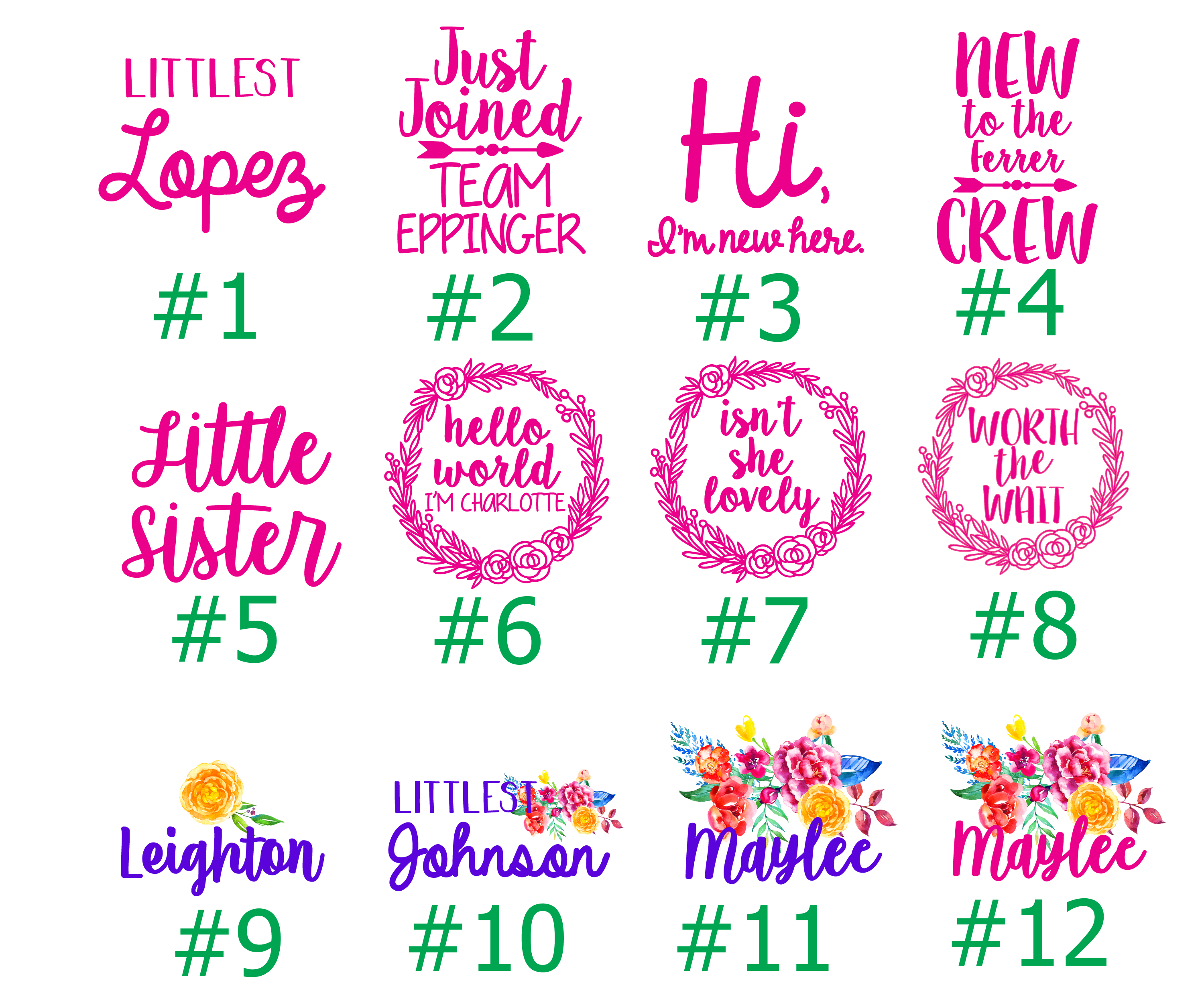 Littlest Last Name Personalized Summer Floral Purple White Pink Gingham Spring Baby Outfit