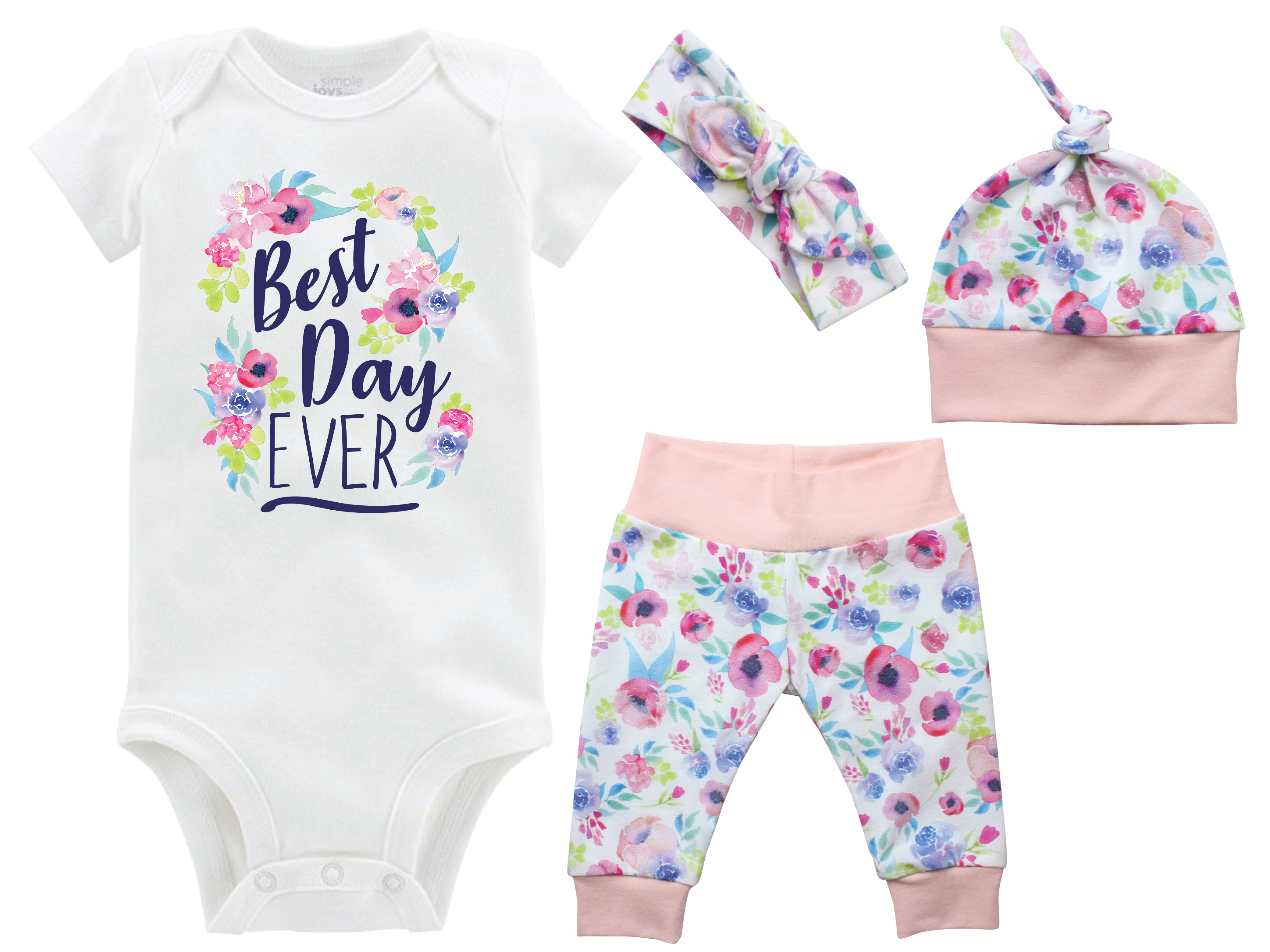 Watercolor Floral Baby Girl Outfit