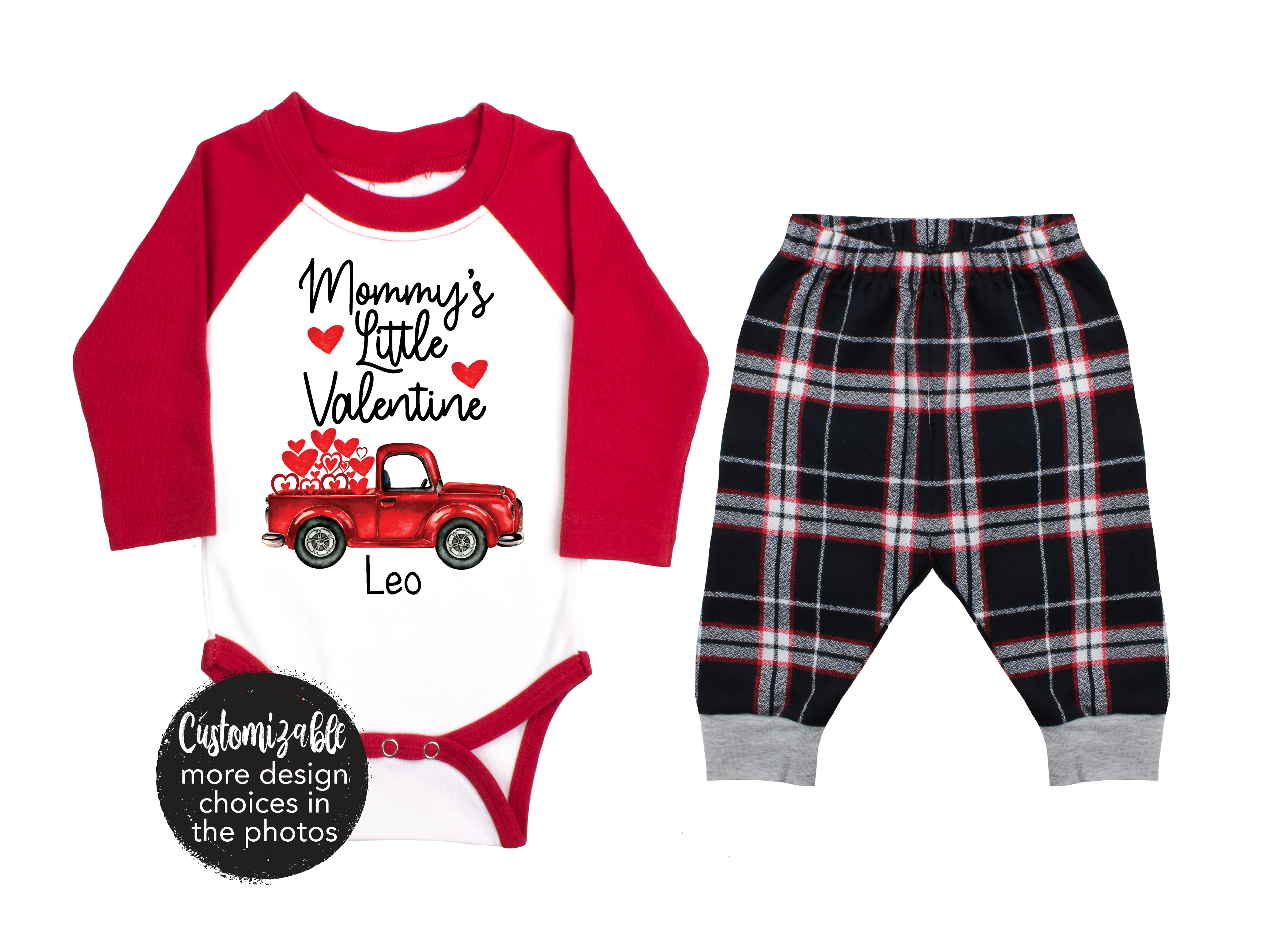 My First Valentine's Day Flannel Boy Outfit