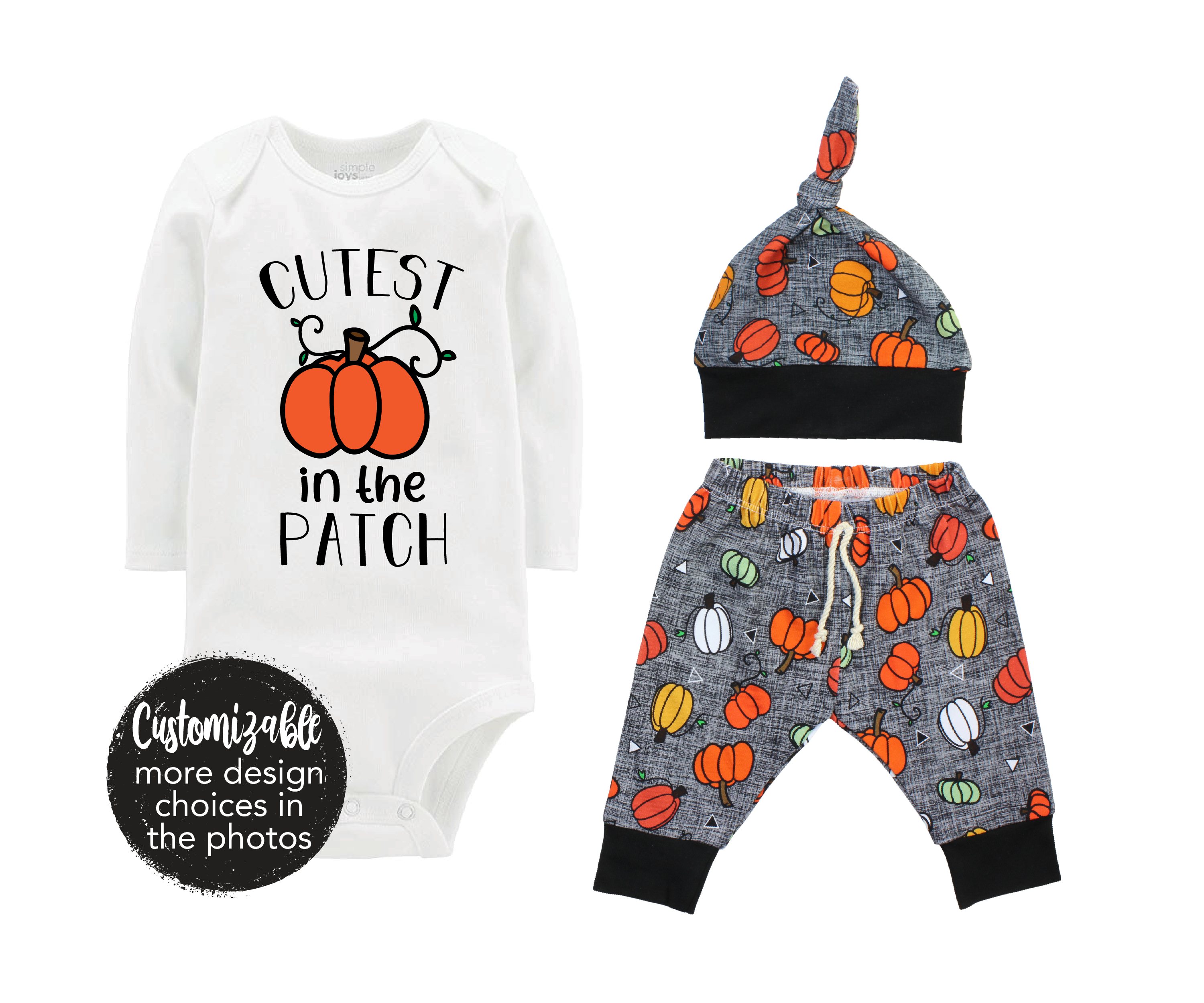 Cutest Pumpkin in the Patch Doodle Pumpkin Baby Boy Fall Outfit
