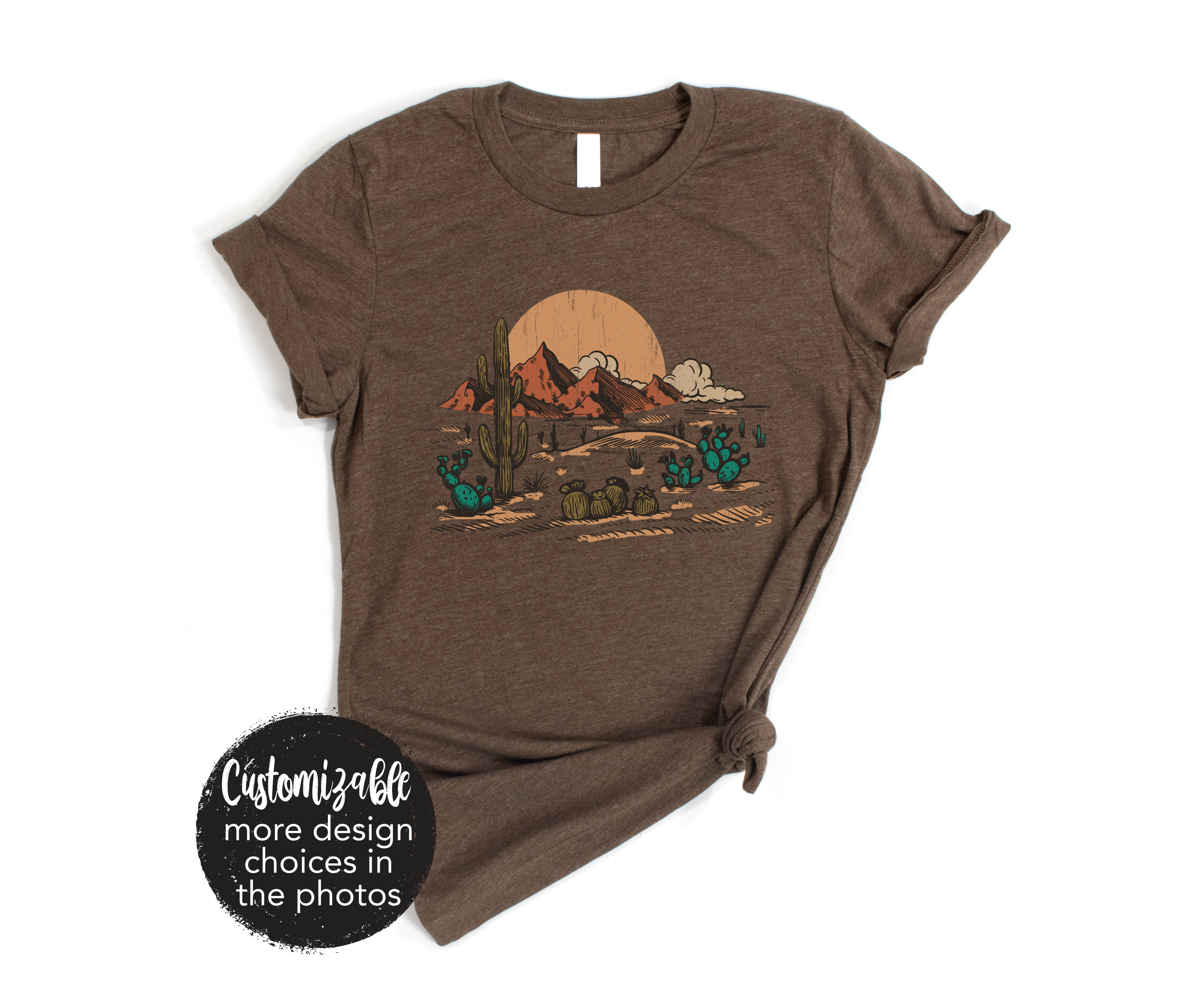 His Grace is Sufficient Desert Scene Scripture Verse Christian Inspirational Rustic Cactus Tee