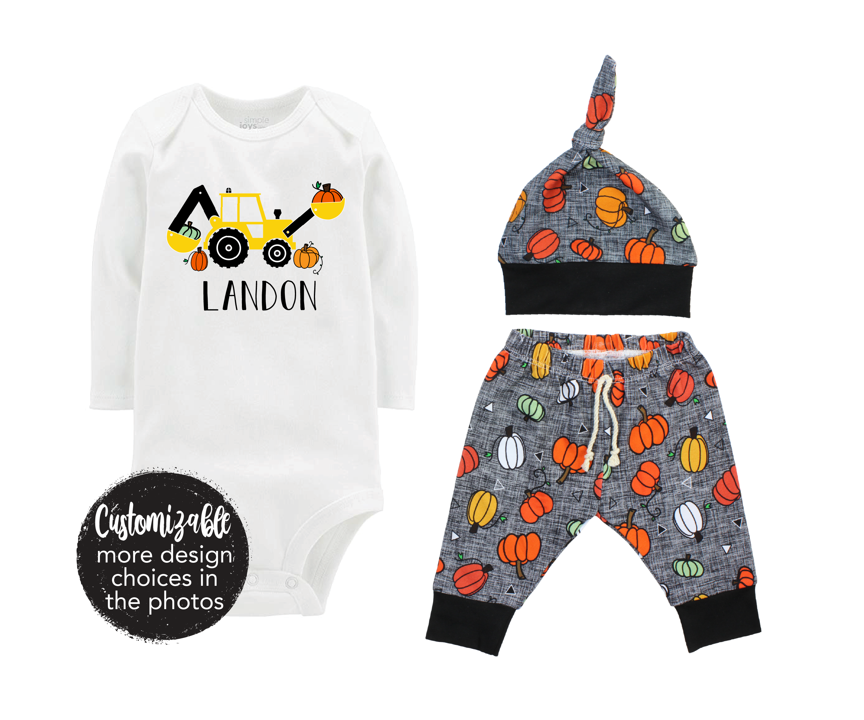 Fall Digger Doodle Pumpkin Baby Boy Fall Outfit