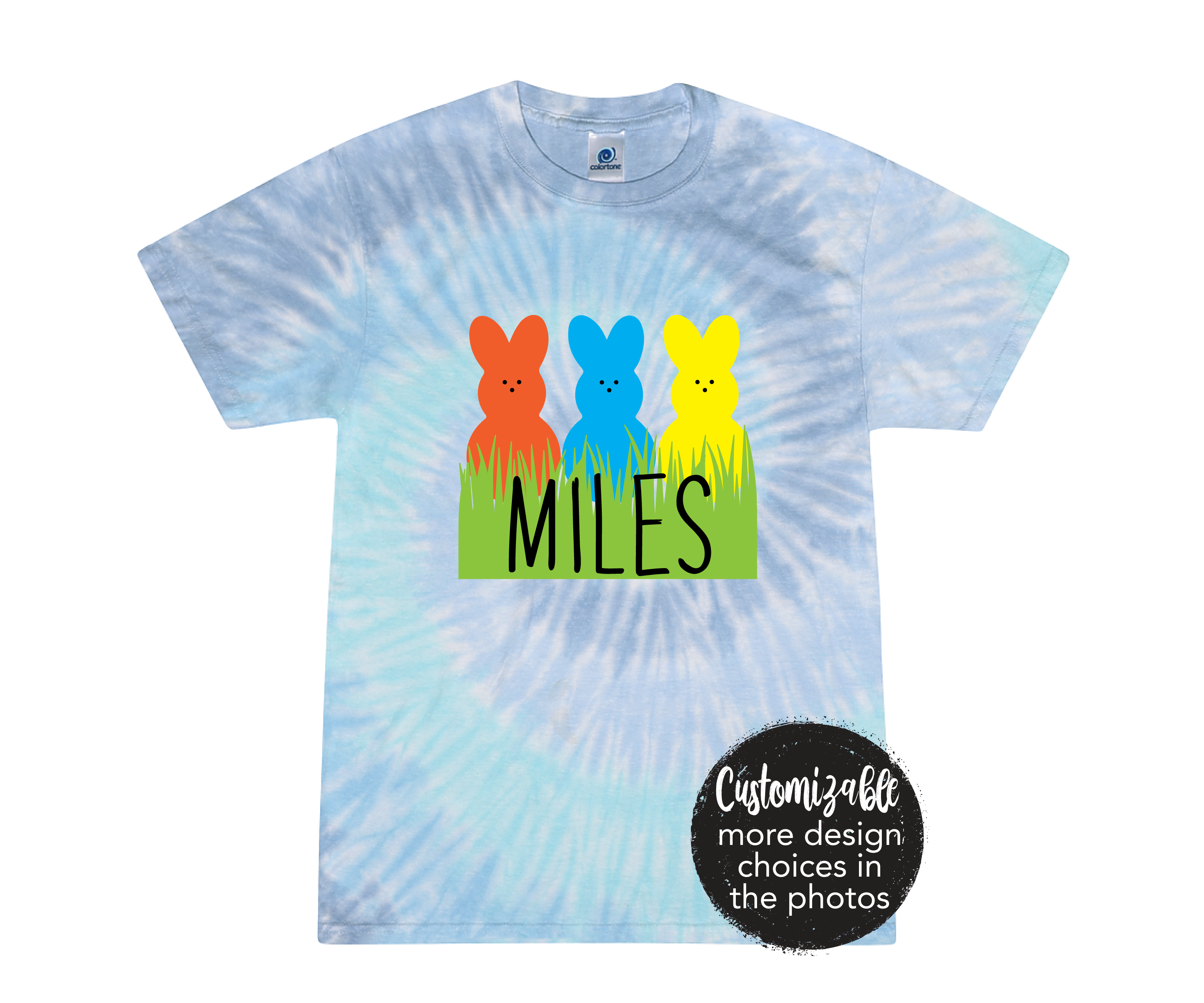 Cottontail Construction Company Retro Easter Boy Shirt Carrot Bunny Easter Bunny Spring Girl Boy Unisex Tie Dye Tee