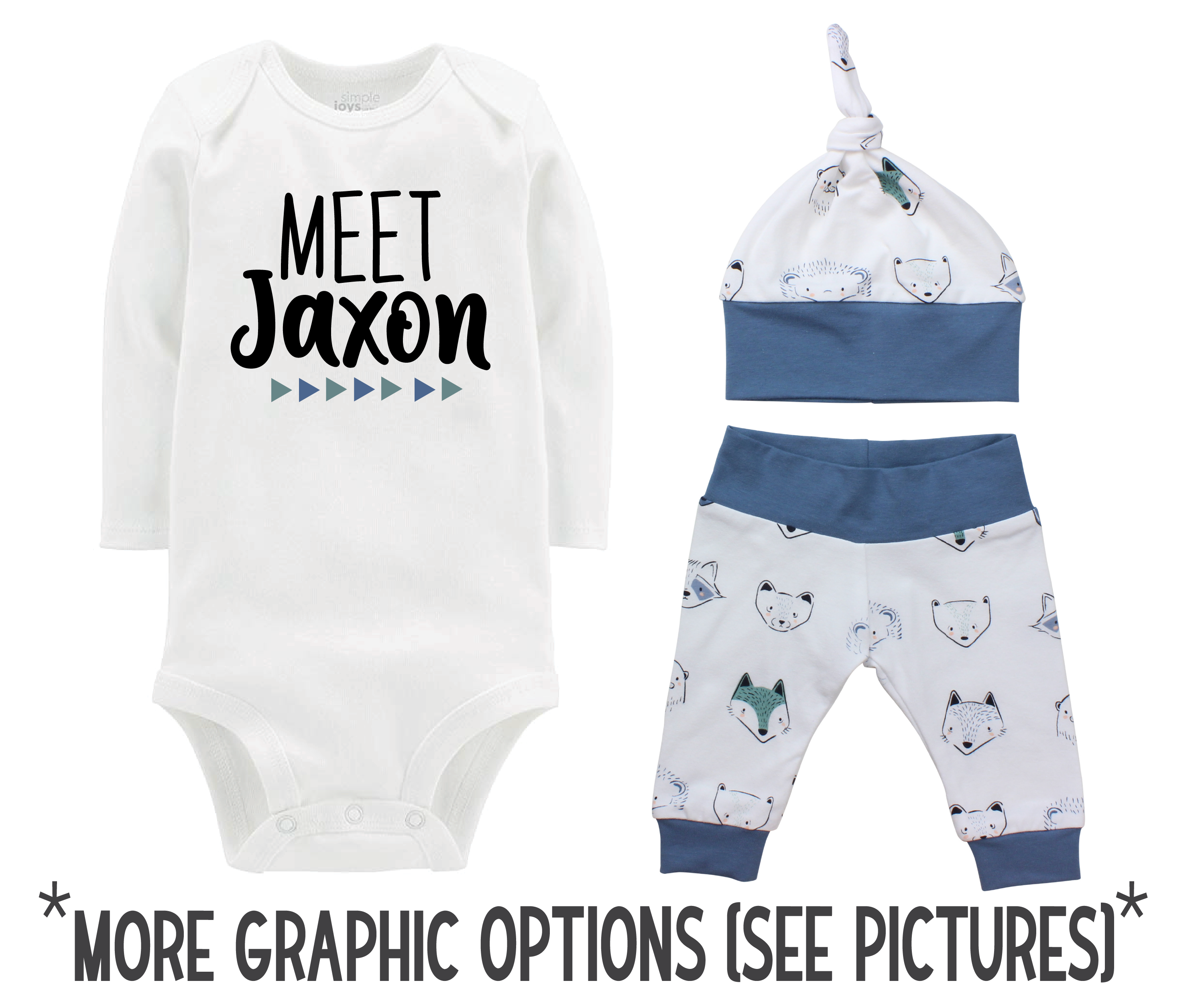 Baby Boy Blue Animal Faces Outfit