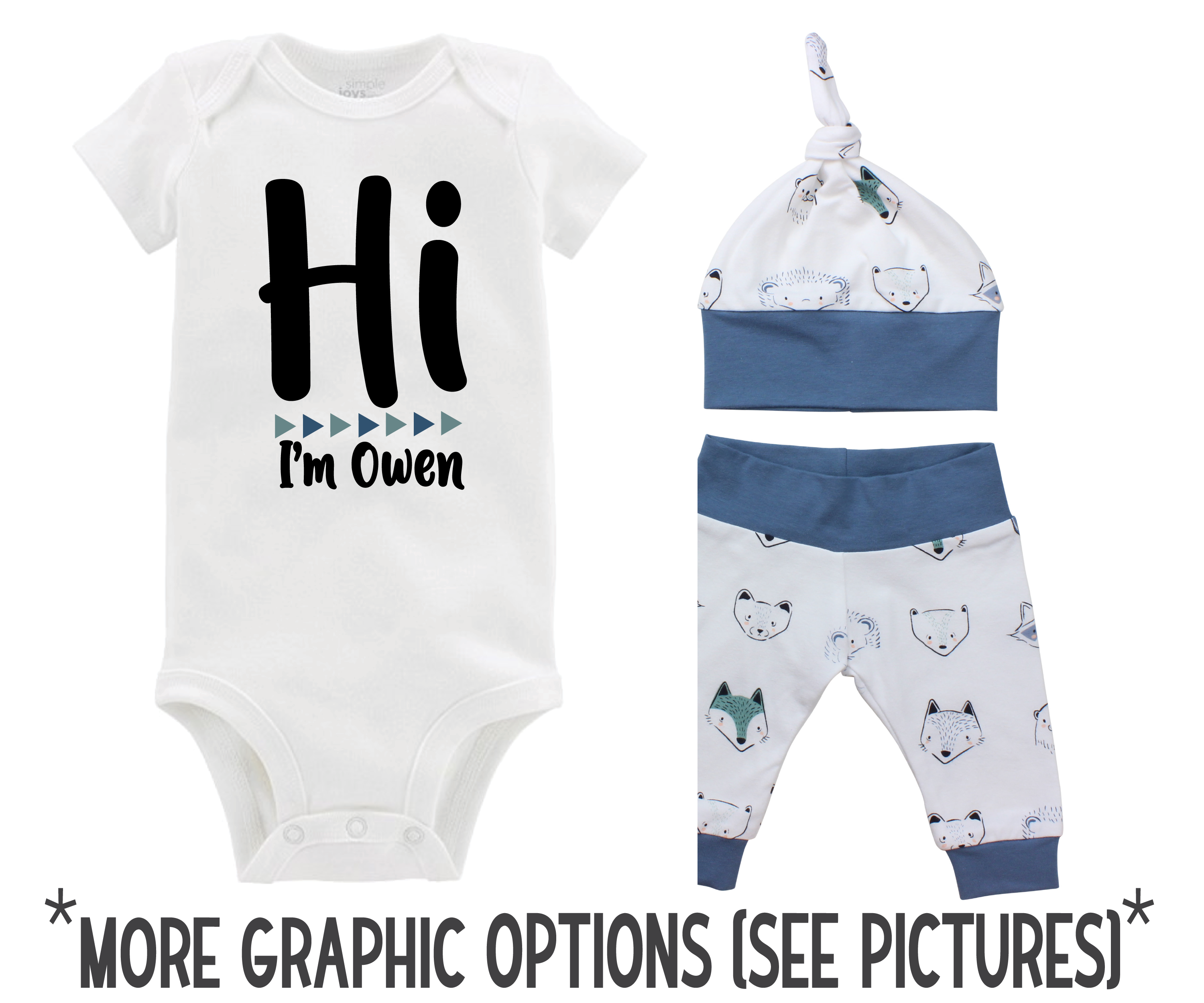 Baby Boy Blue Animal Faces Outfit