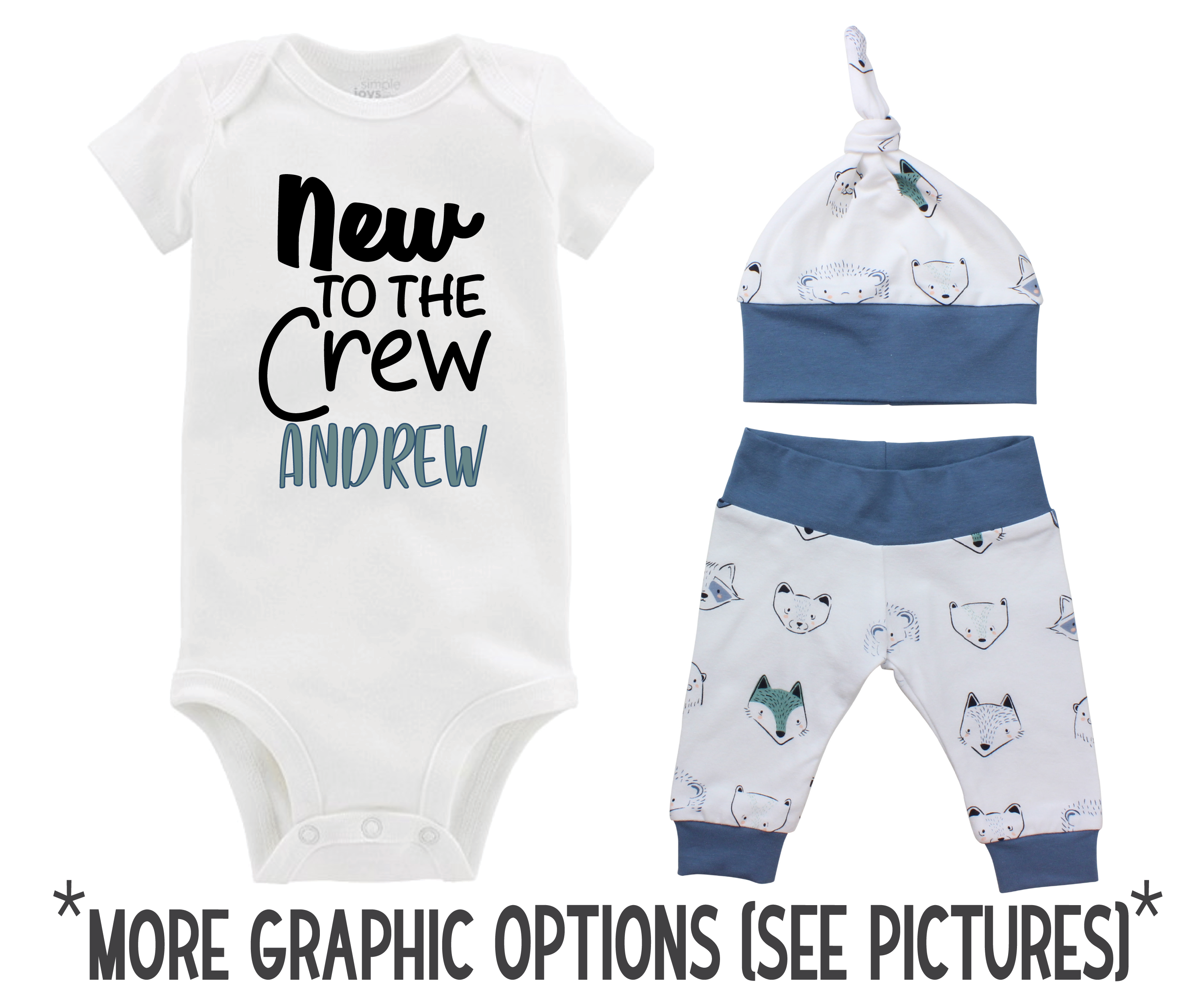 Baby Boy Blue Animal Faces Outfit