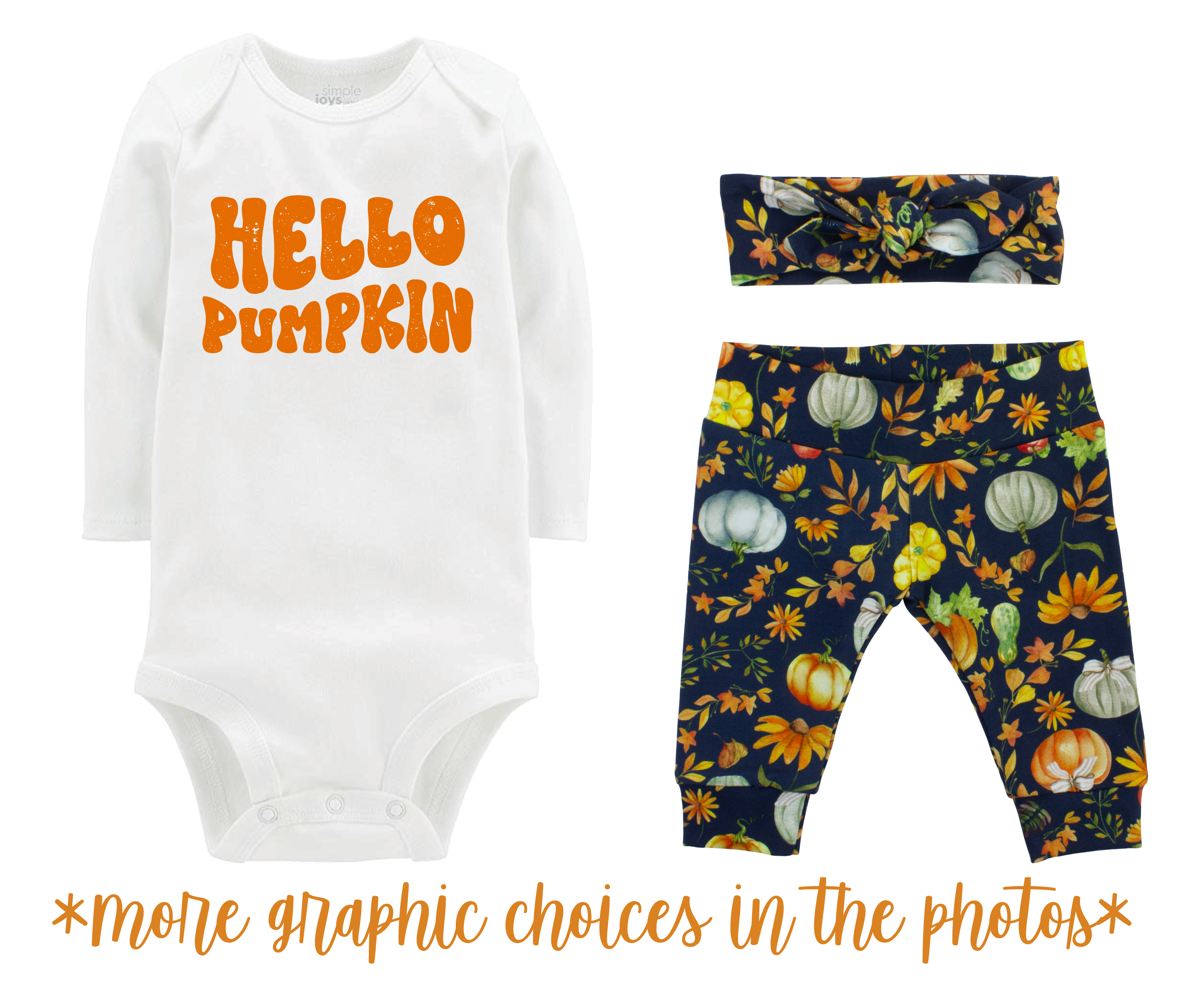 Girl Fall Pumpkin Harvest Navy Blue Baby Outfit