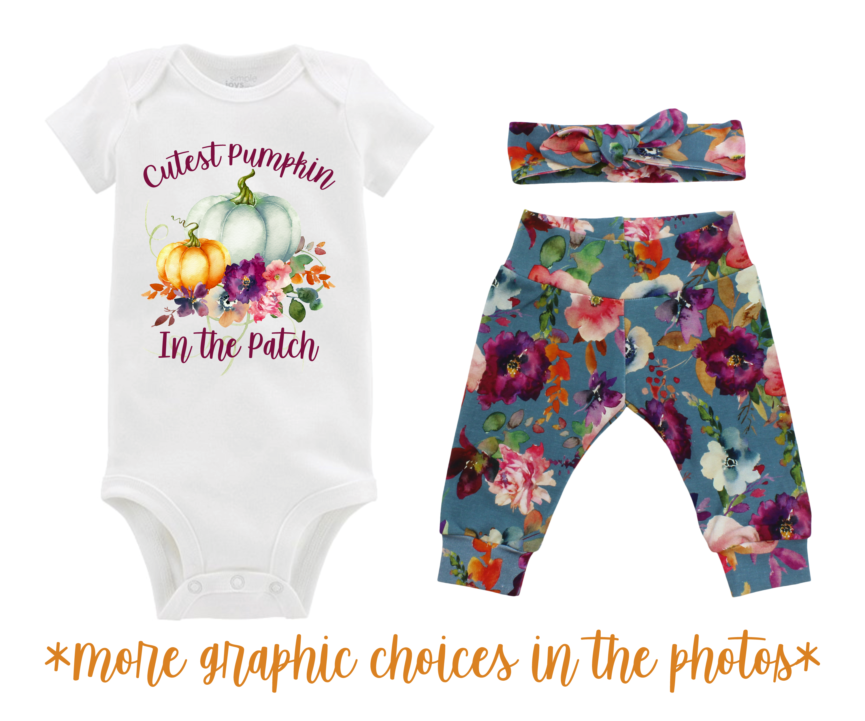 Girl Teal Floral Fall Baby Outfit