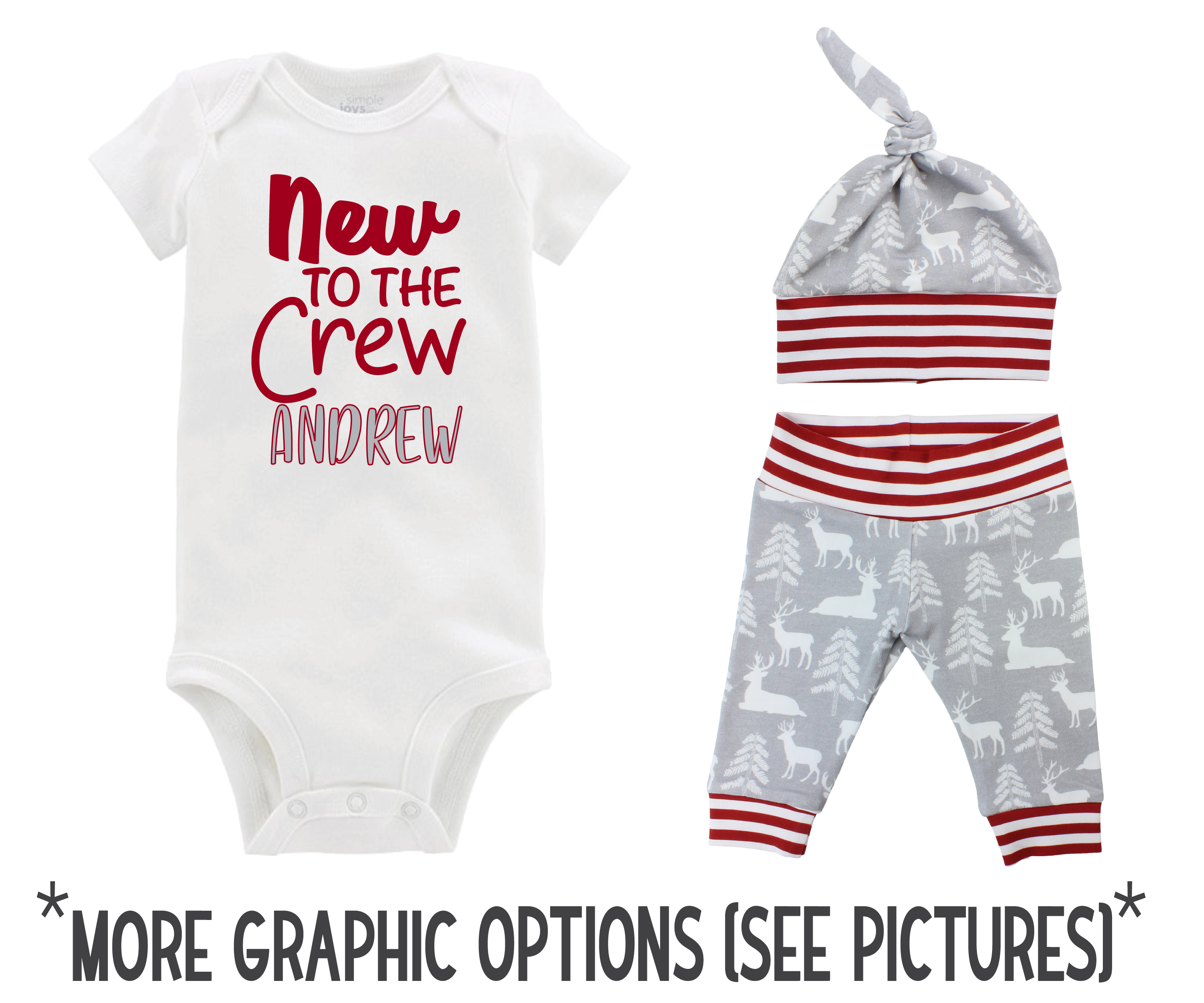 Boy Gray Bear and Deer Baby Outfit