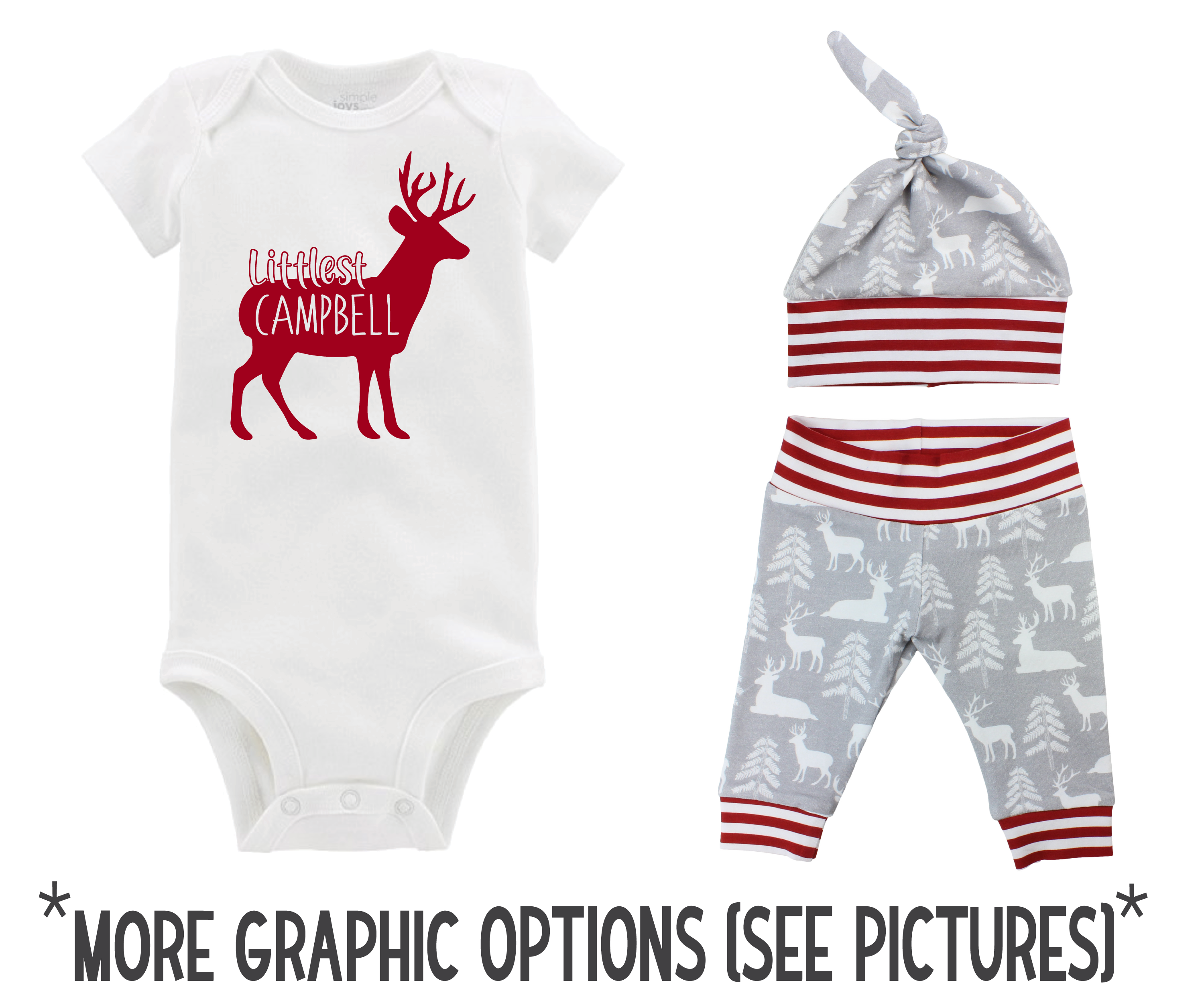 Boy Gray Bear and Deer Baby Outfit